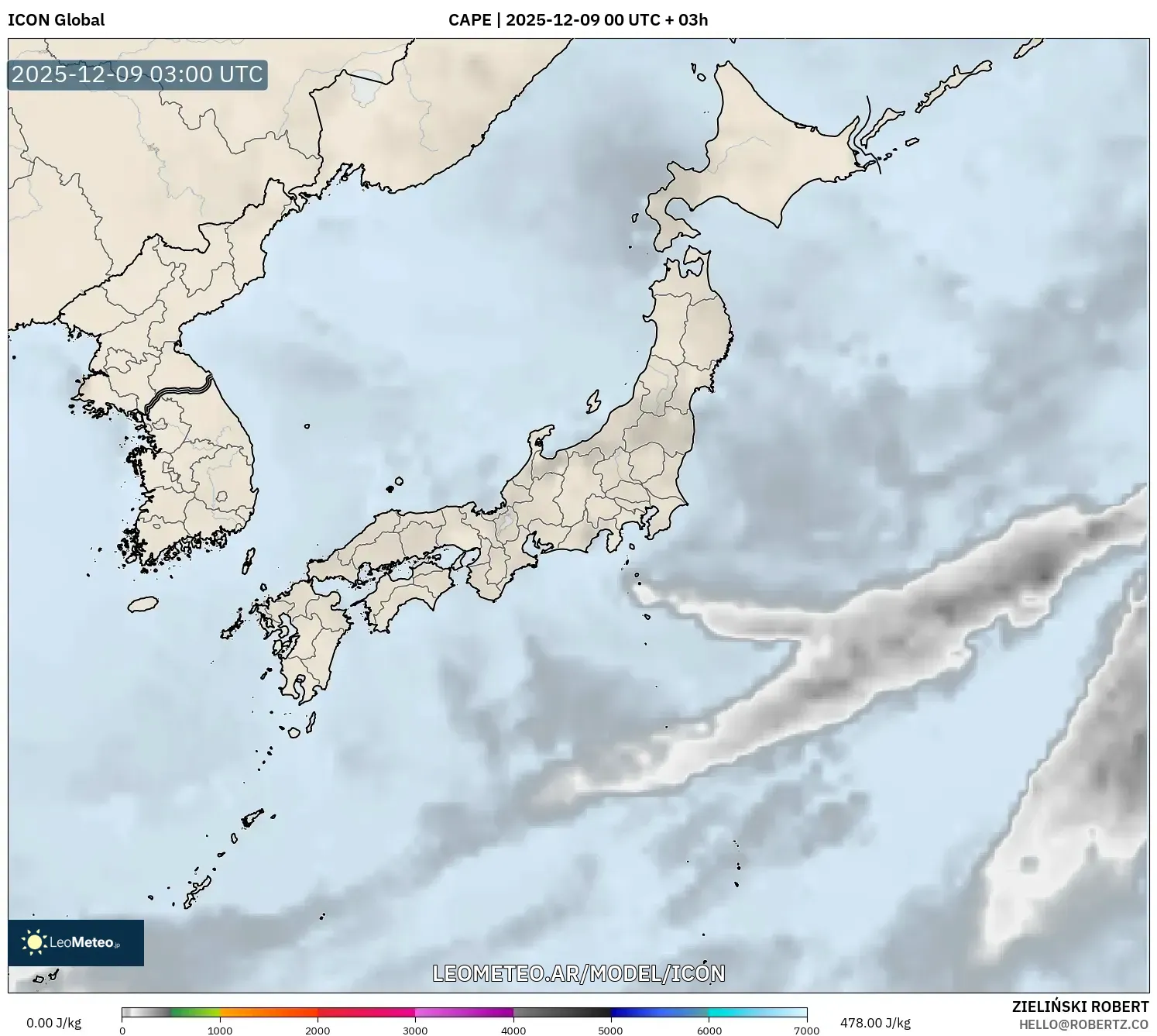 ICON model - Japón, CAPE