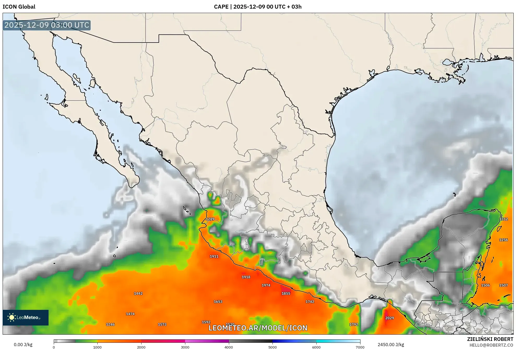 ICON model - México, CAPE