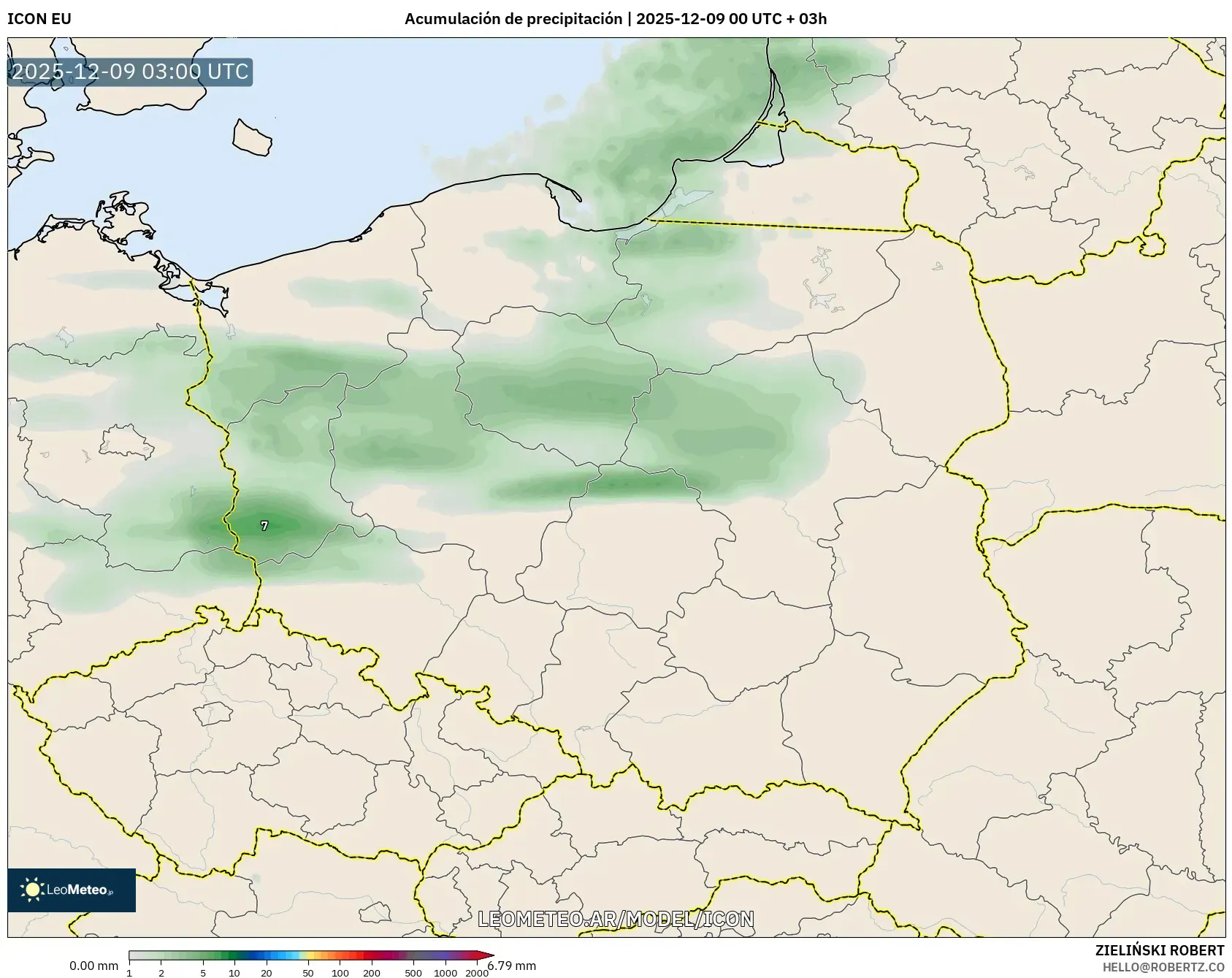 ICON model - Polonia, Acumulación de precipitación
