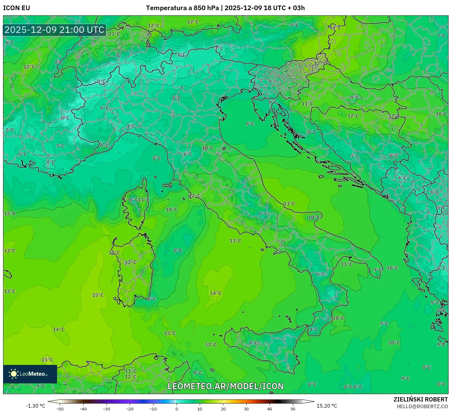 ICON model - Italia, Temperatura a 850 hPa