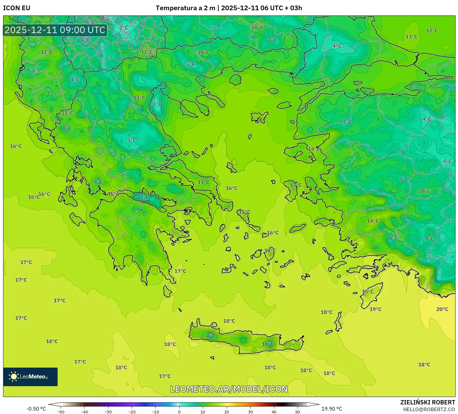 ICON model - Grecia, Temperatura a 2 m