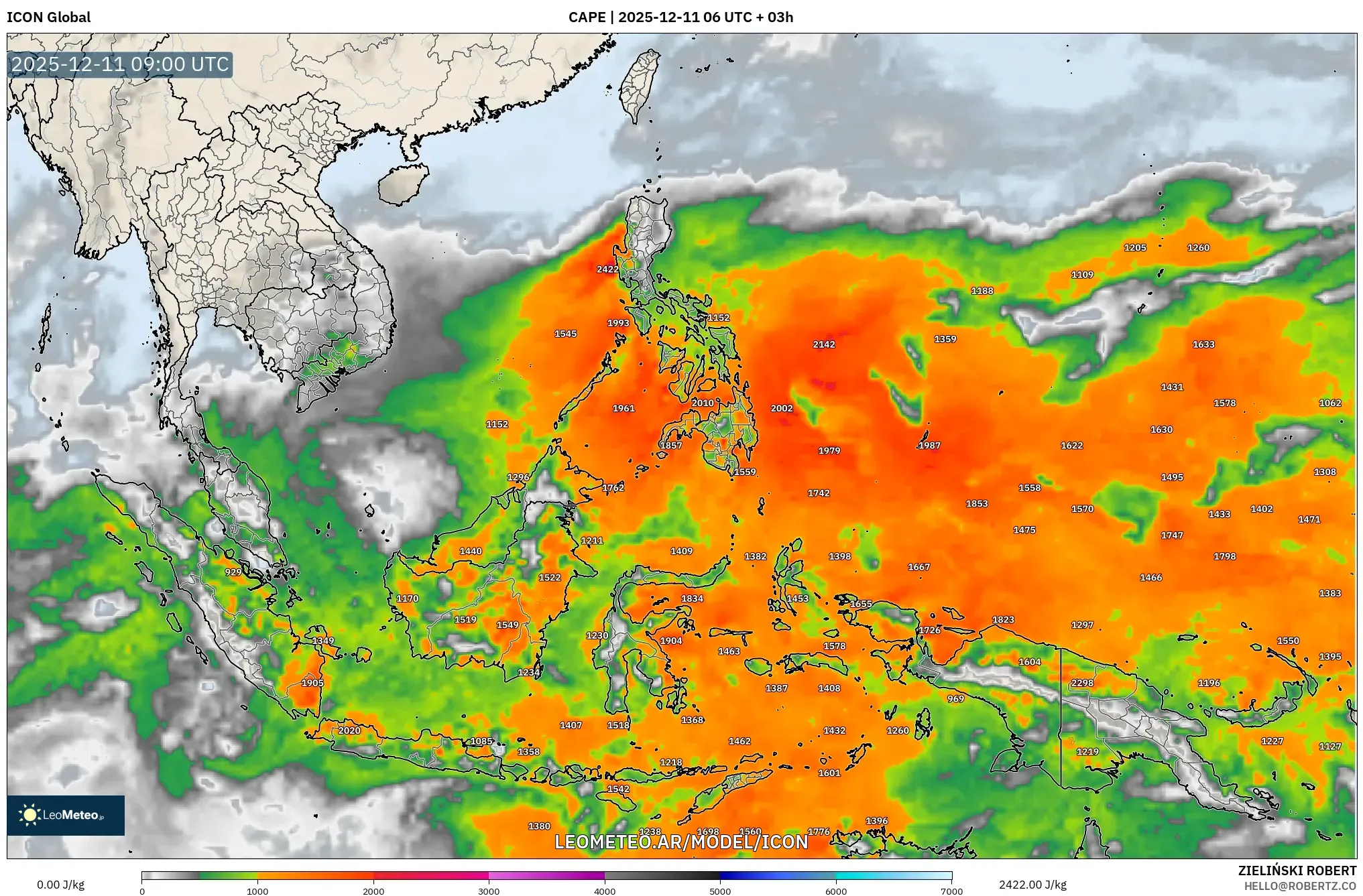 ICON model - Sudeste Asiático, CAPE