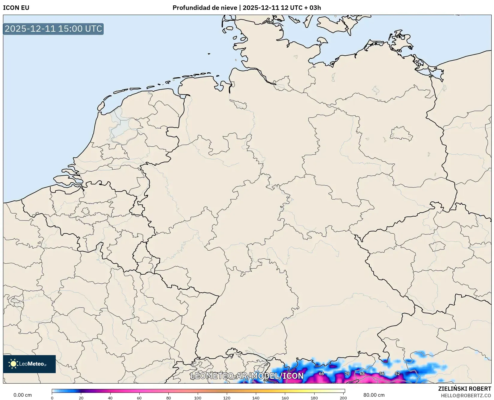 ICON model - Alemania, Profundidad de nieve