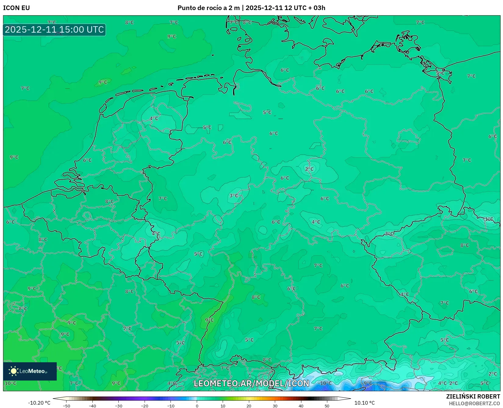 ICON model - Alemania, Punto de rocío a 2 m