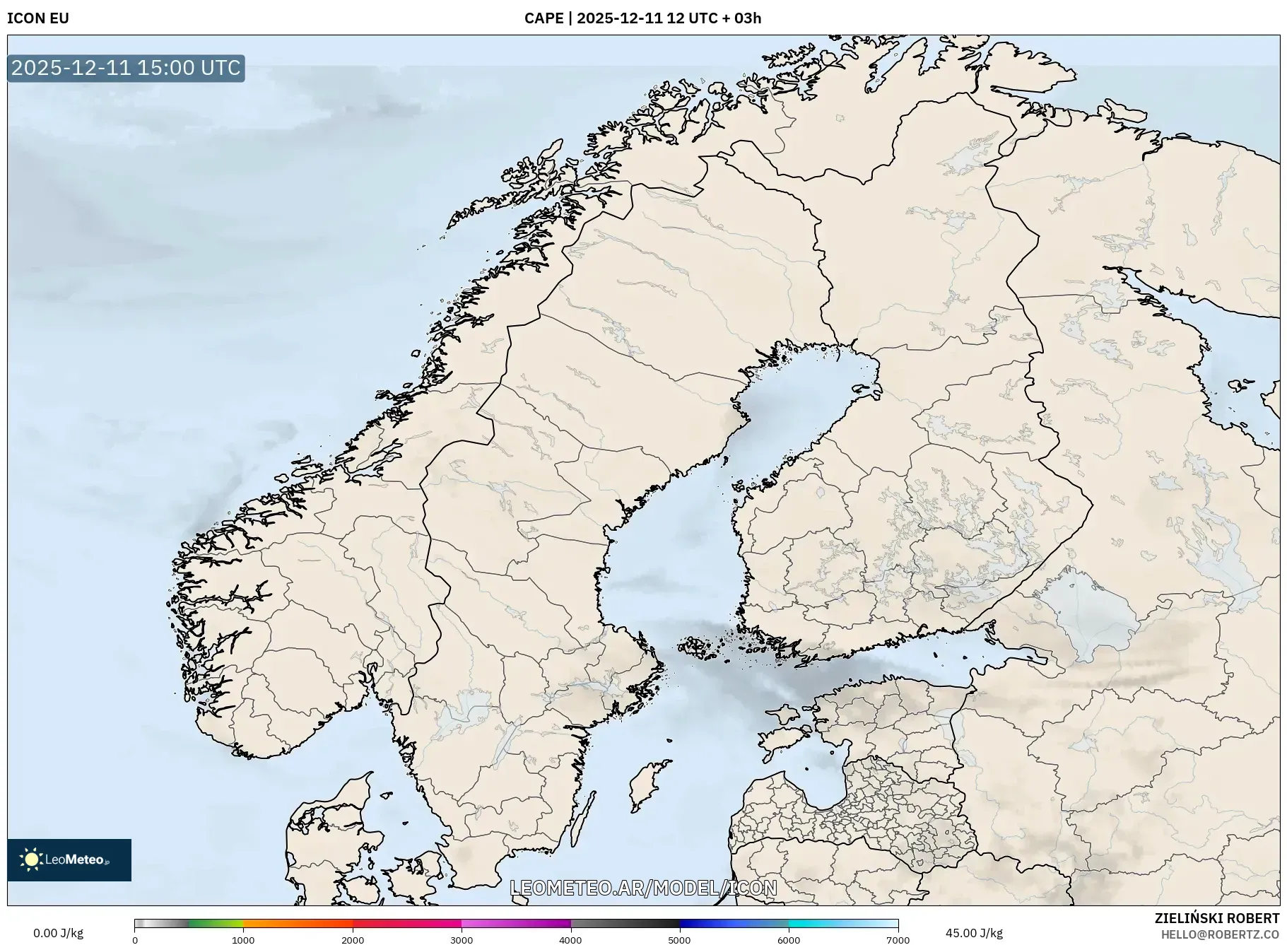 ICON model - Escandinavia, CAPE
