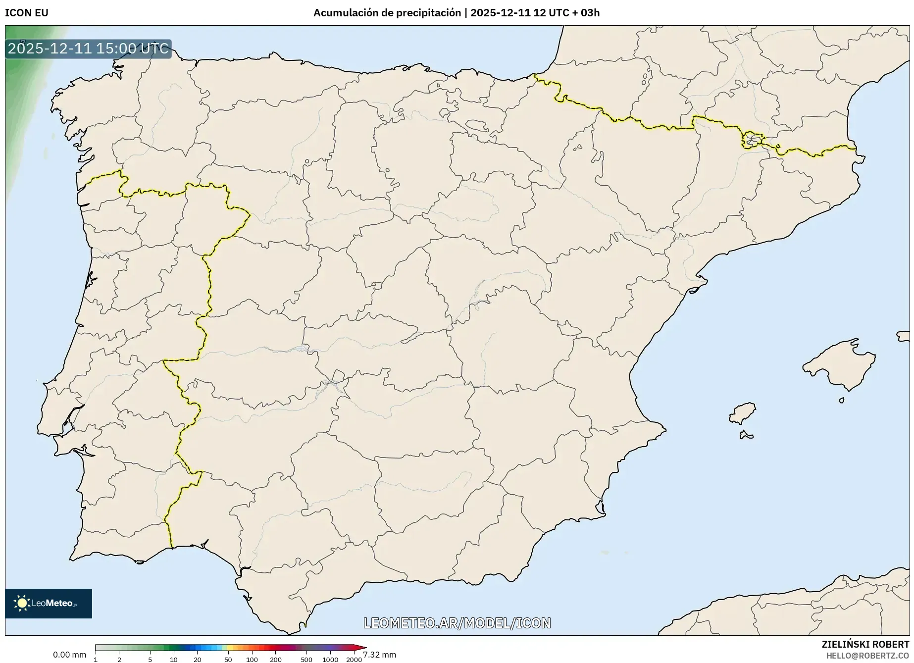 ICON model - España, Acumulación de precipitación