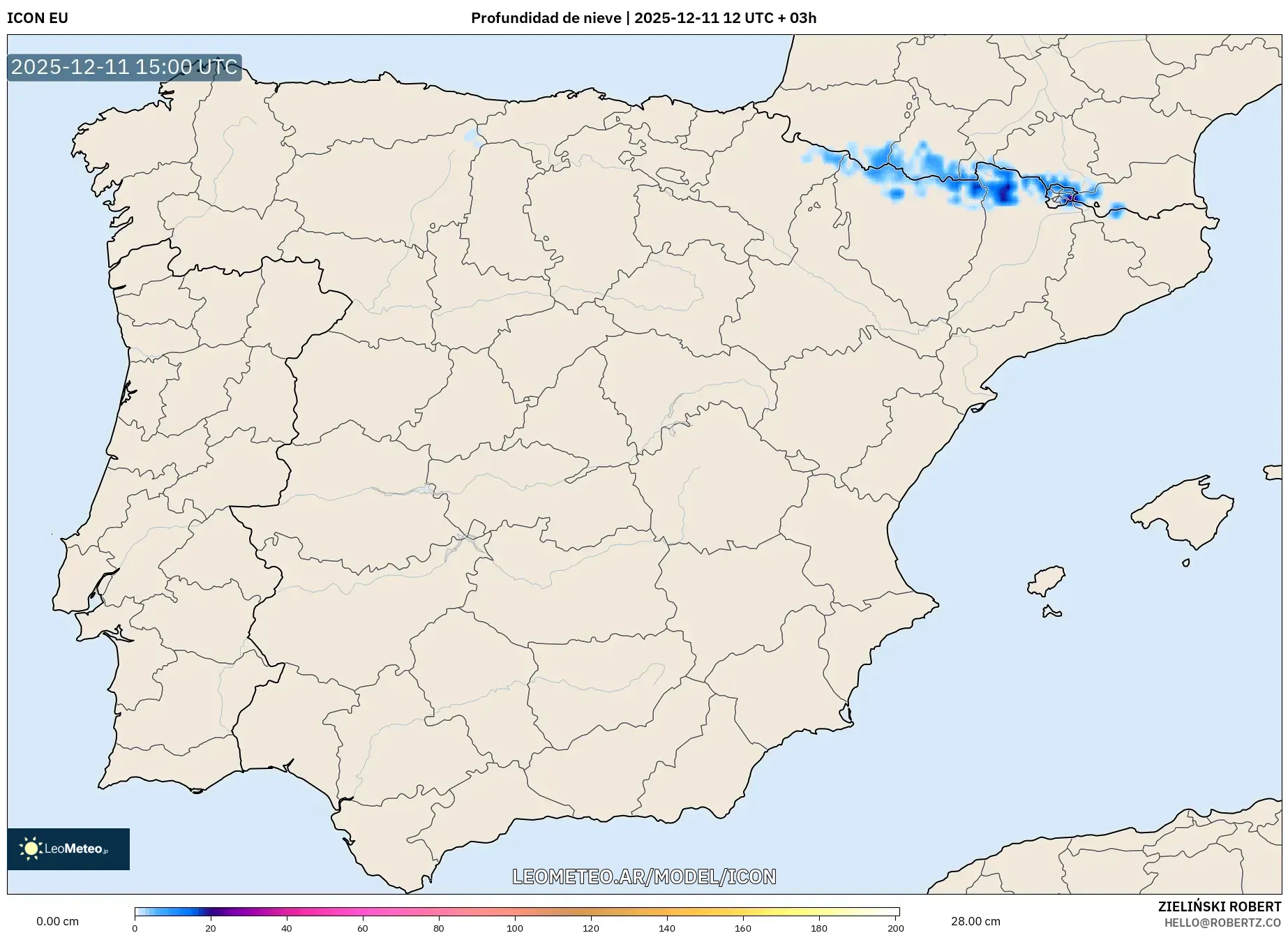 ICON model - España, Profundidad de nieve