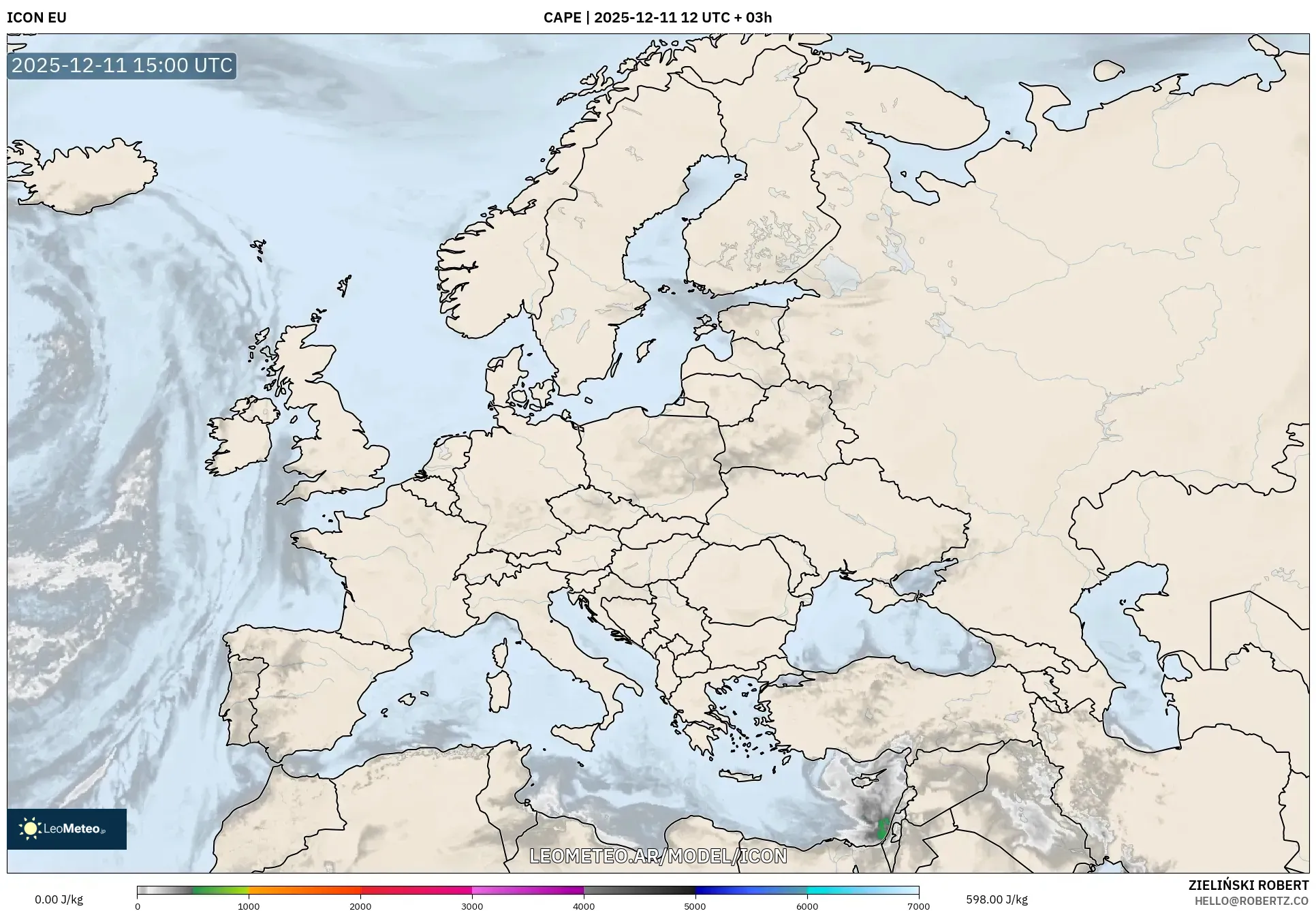 ICON model - Europa, CAPE