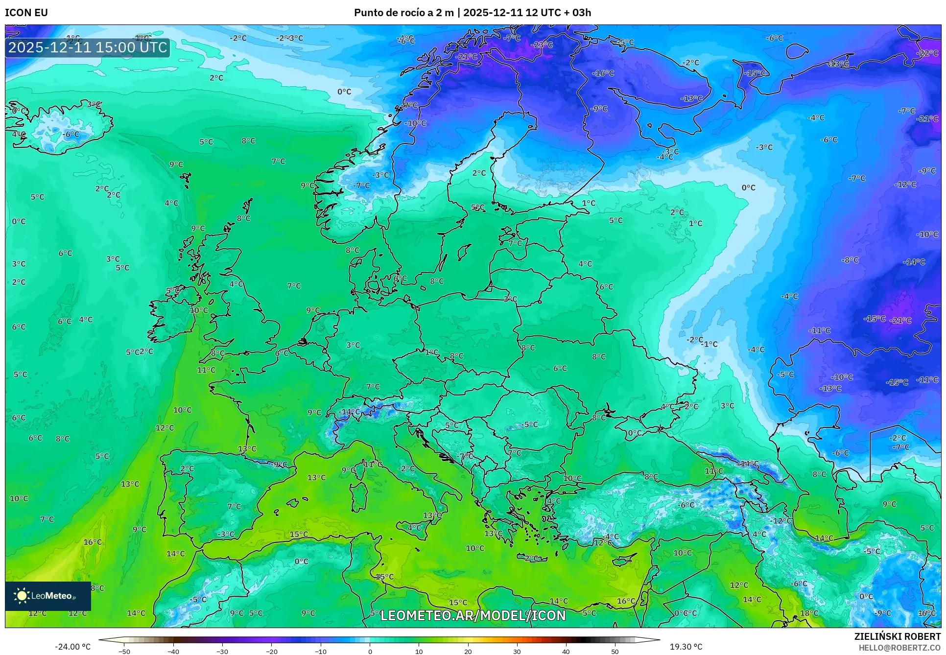 ICON model - Europa, Punto de rocío a 2 m