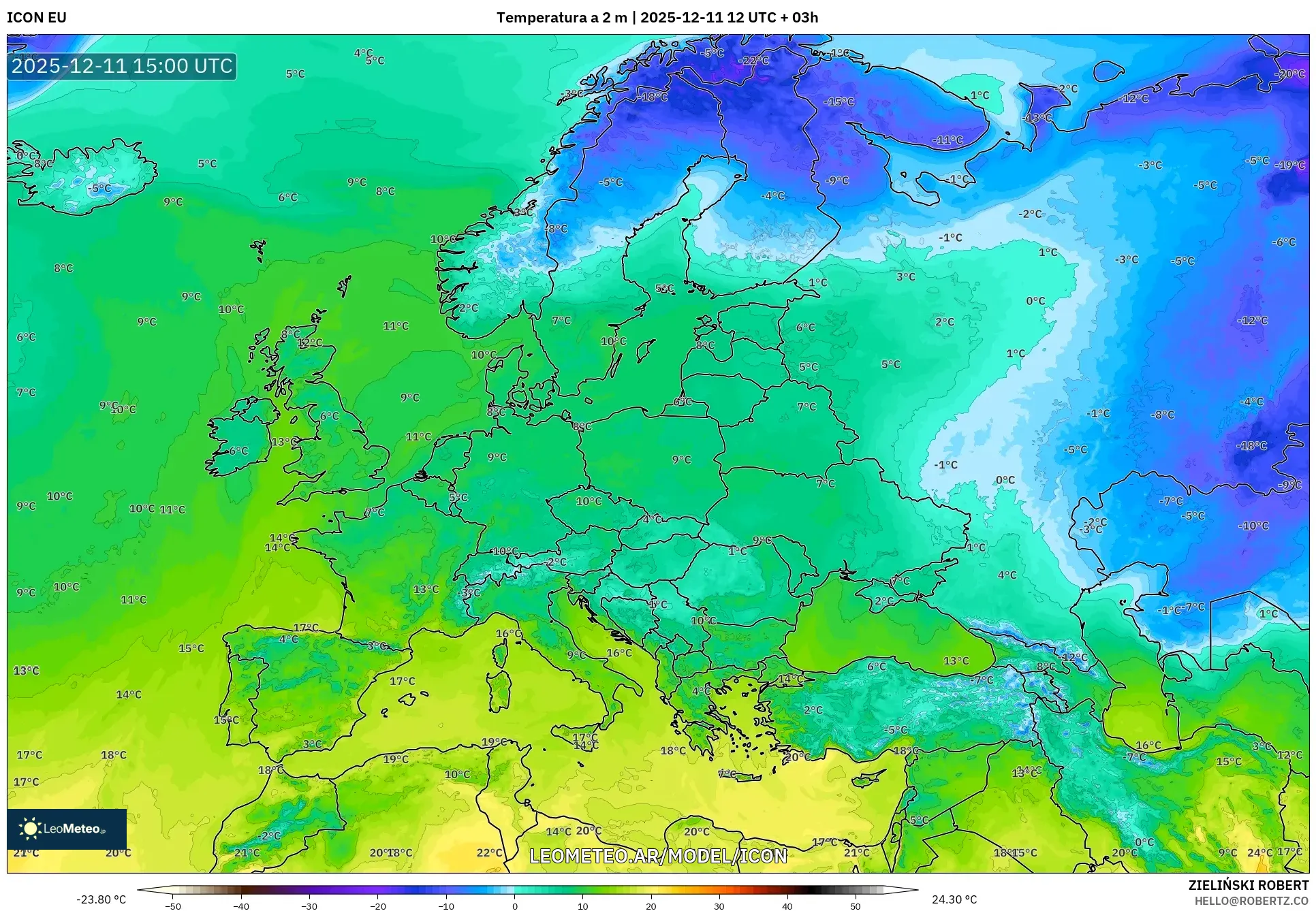 ICON model - Europa, Temperatura a 2 m