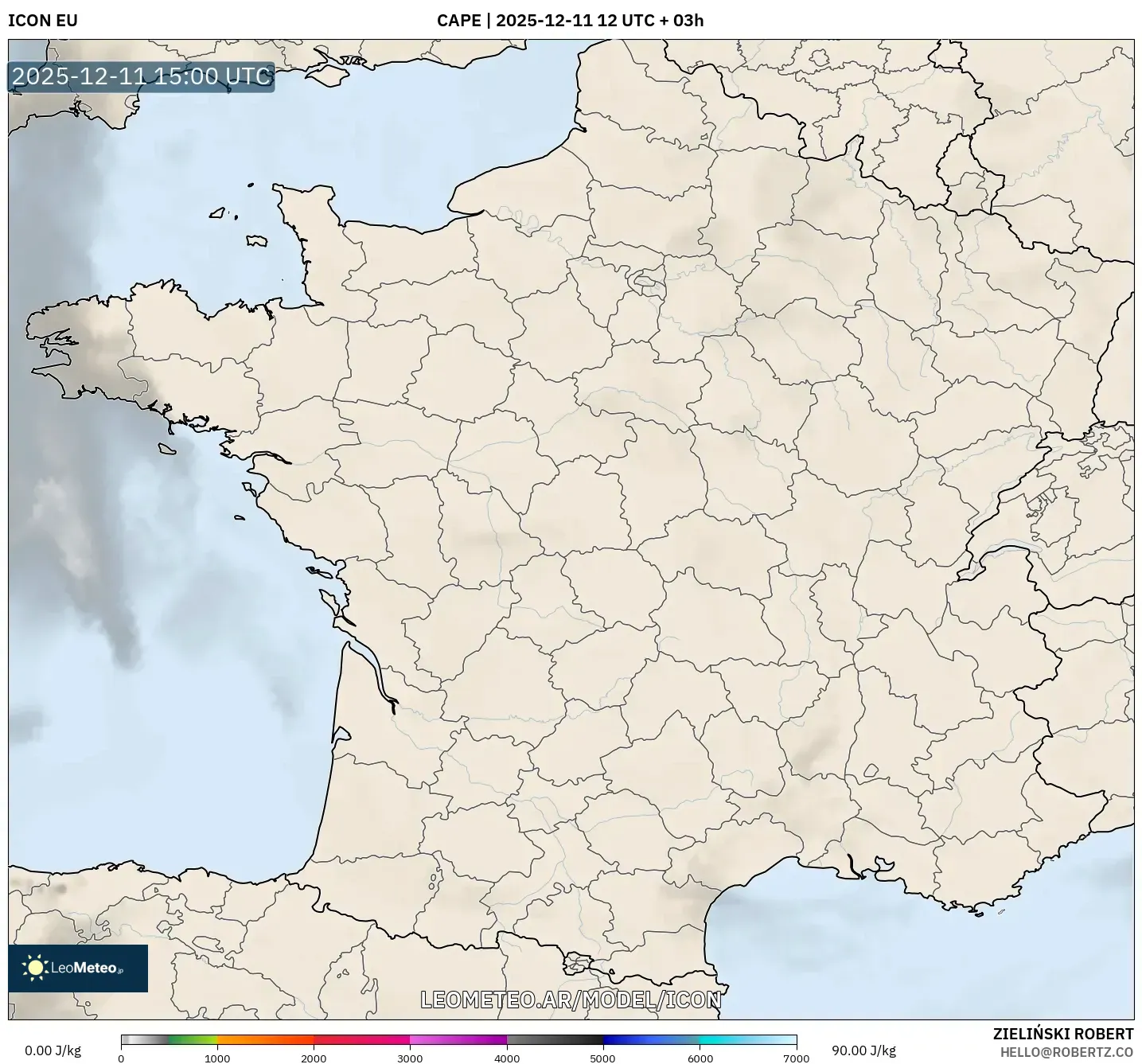 ICON model - Francia, CAPE