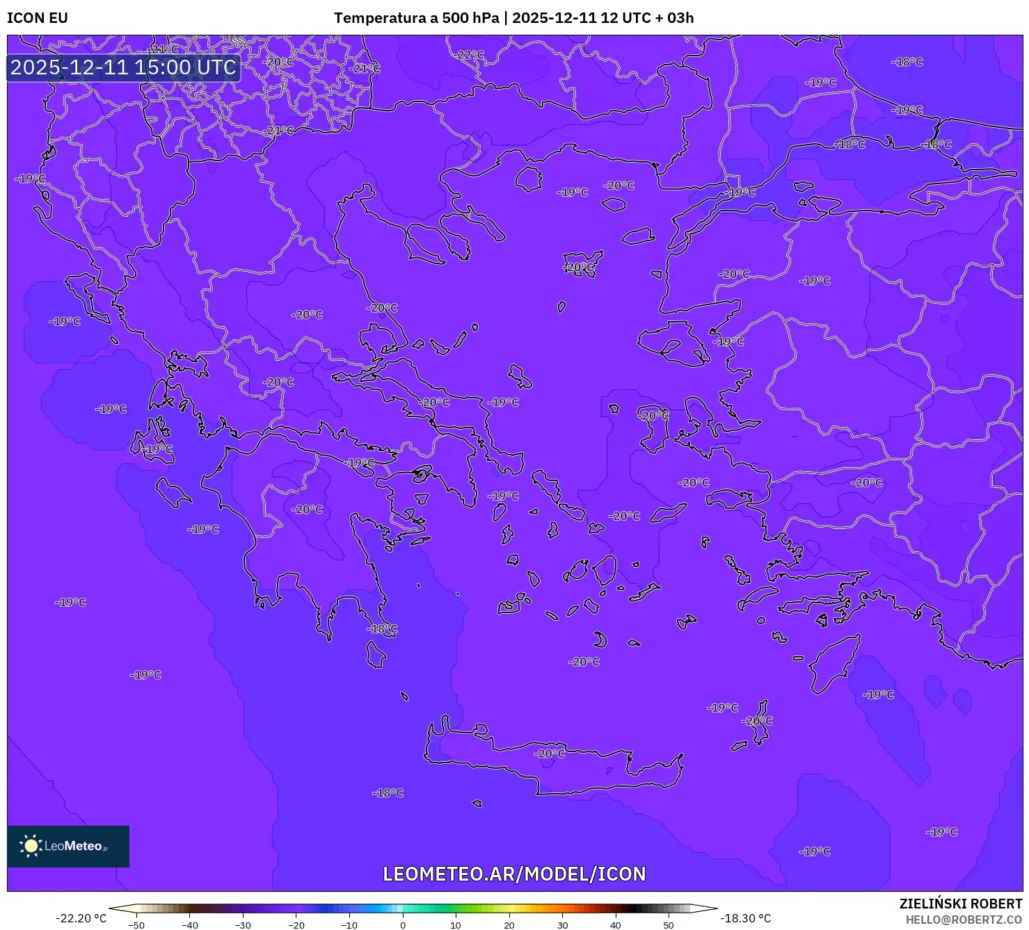 ICON model - Grecia, Temperatura a 500 hPa