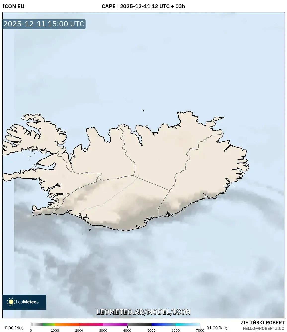 ICON model - Islandia, CAPE