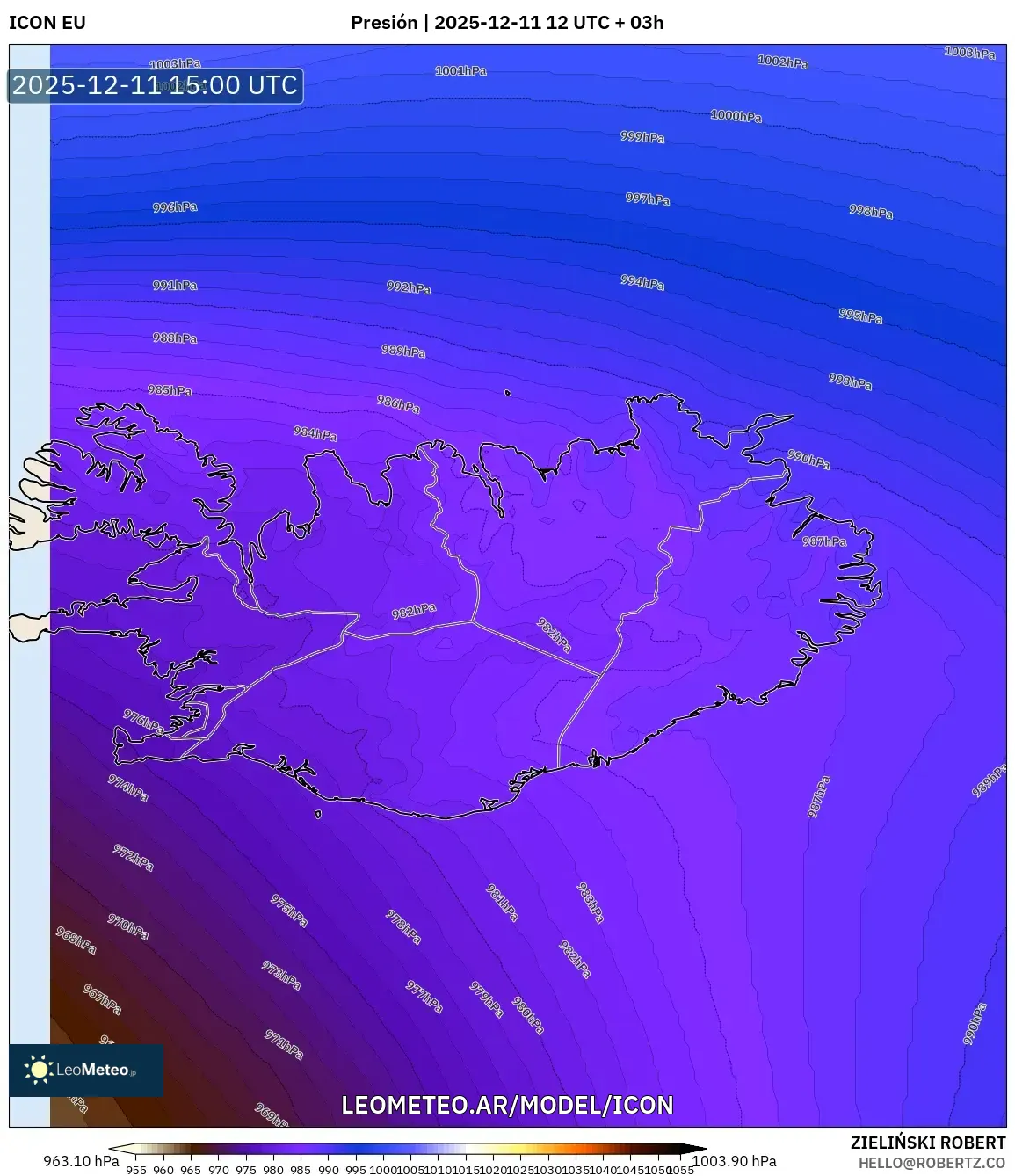 ICON model - Islandia, Presión