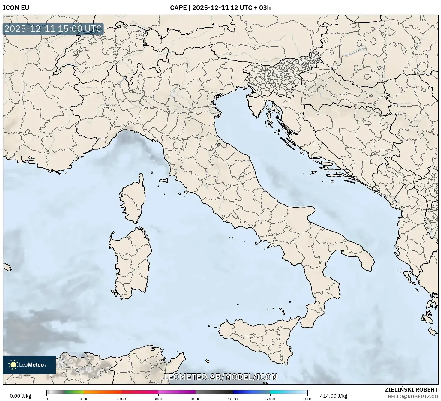 ICON model - Italia, CAPE