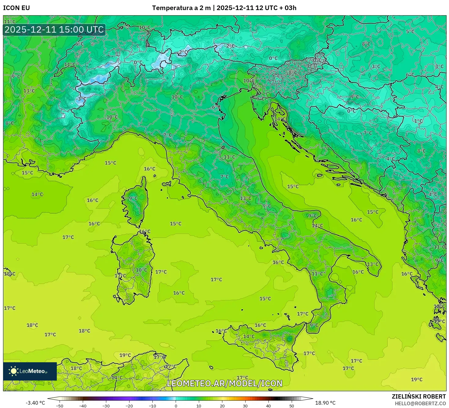 ICON model - Italia, Temperatura a 2 m