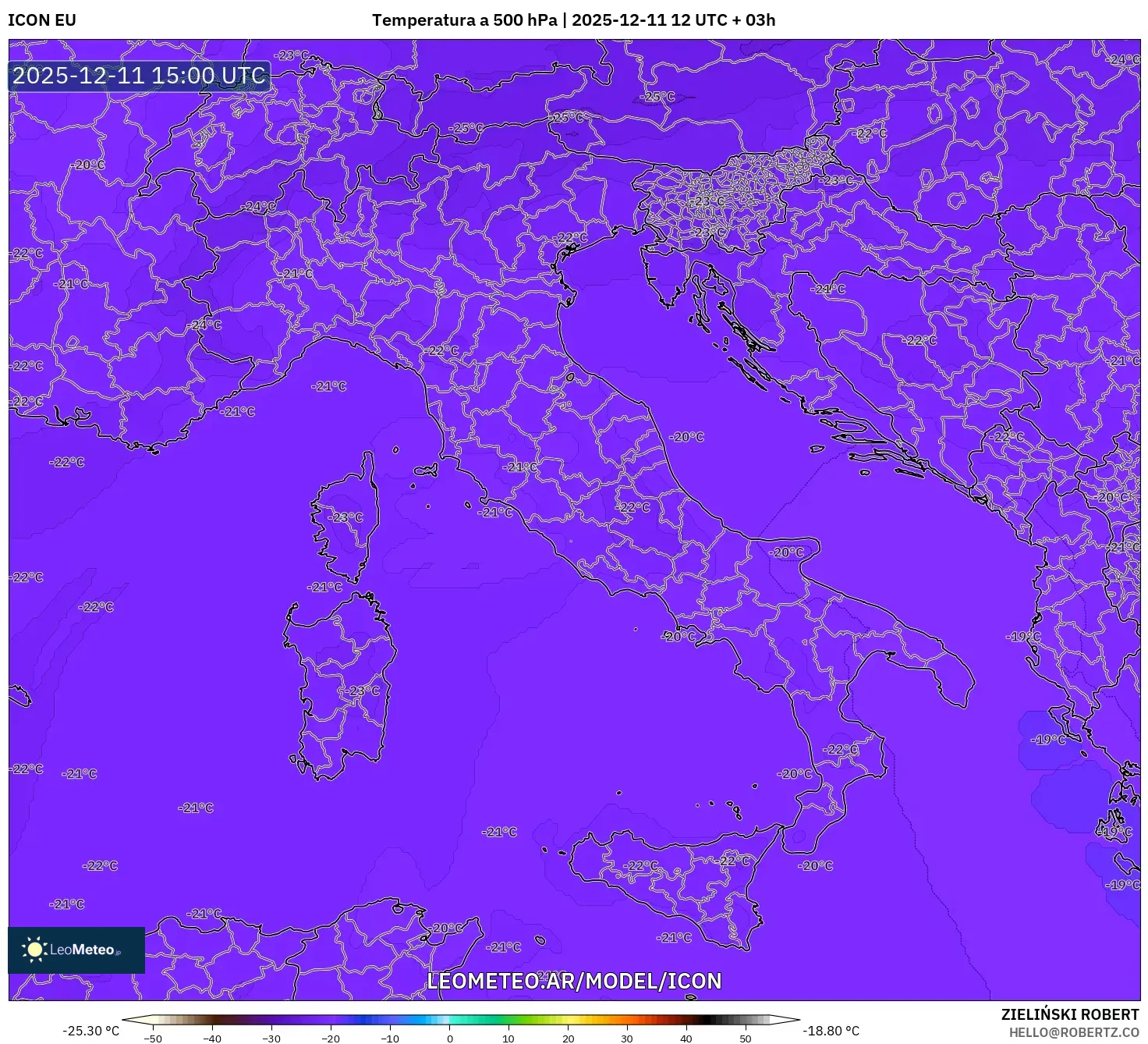 ICON model - Italia, Temperatura a 500 hPa