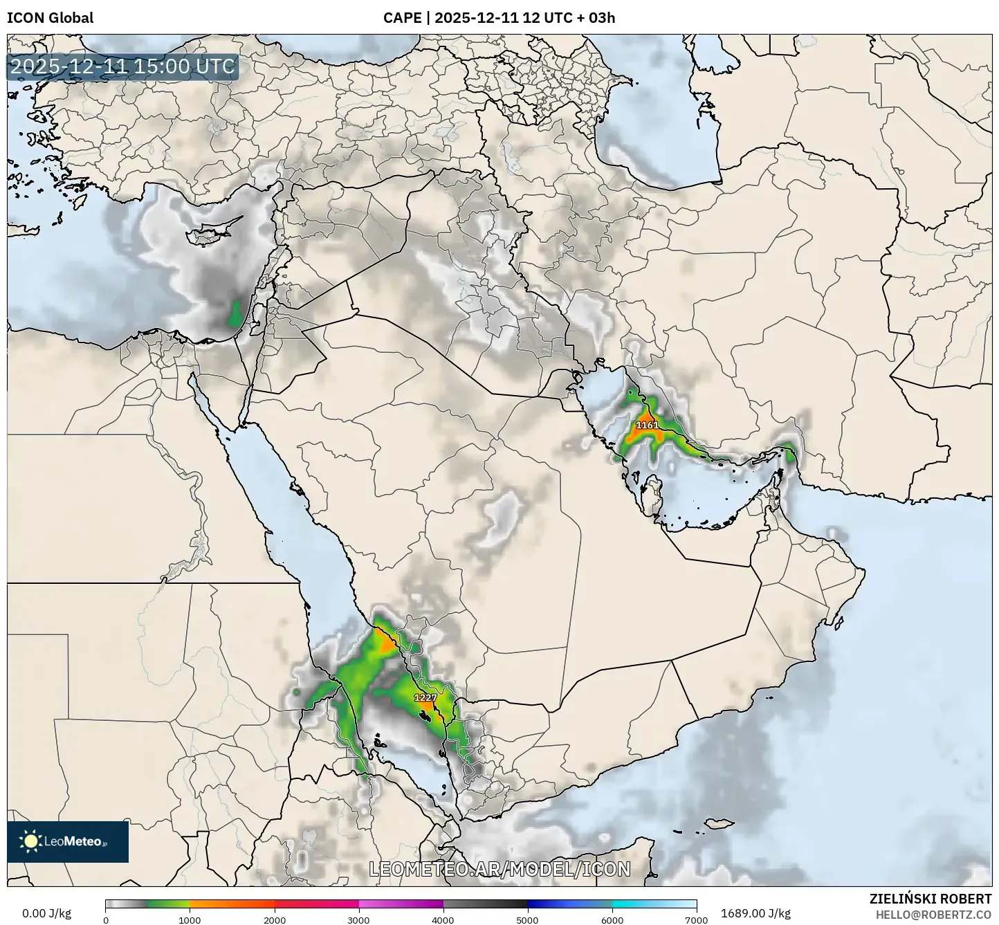 ICON model - Oriente Medio, CAPE