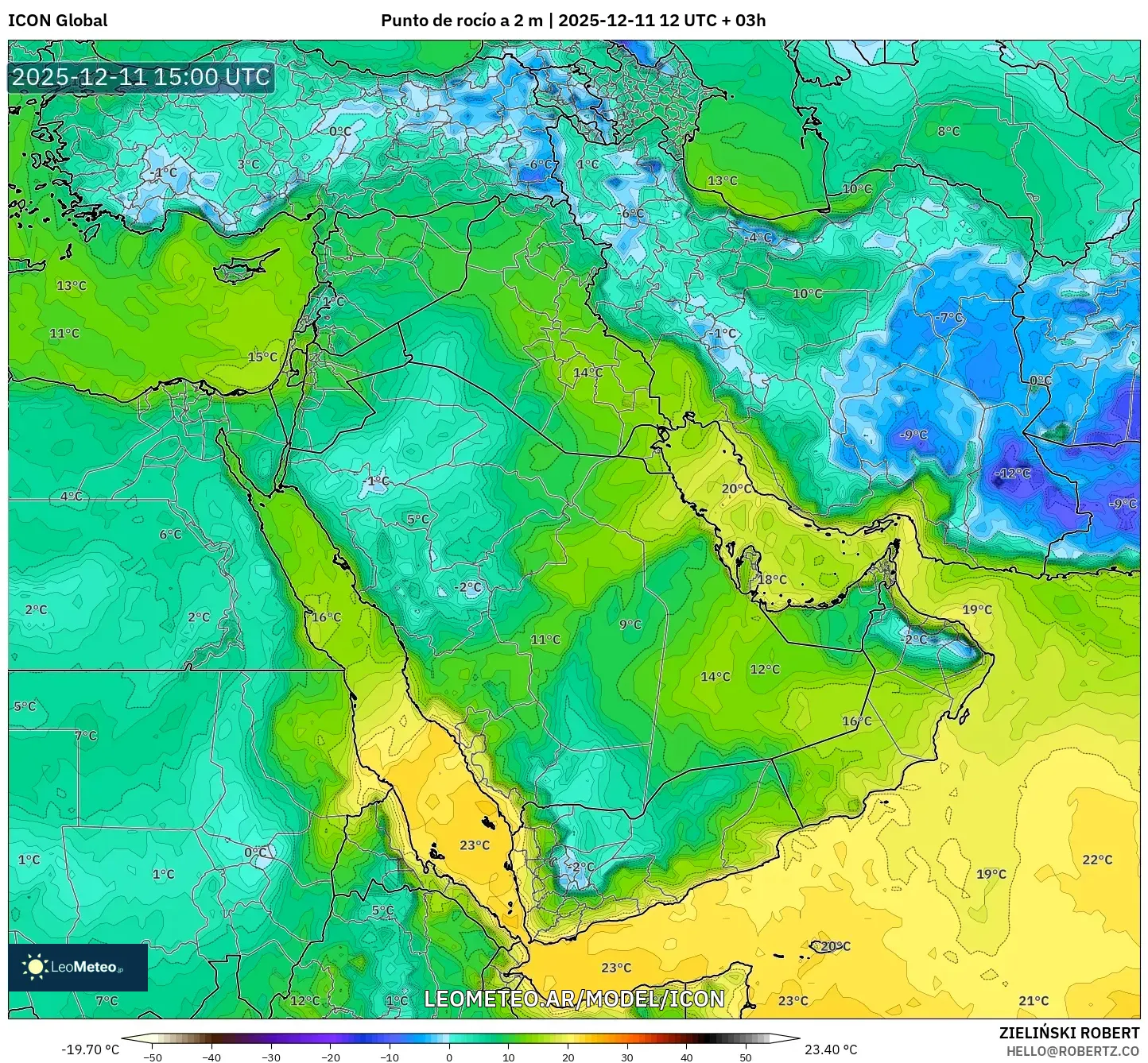 ICON model - Oriente Medio, Punto de rocío a 2 m