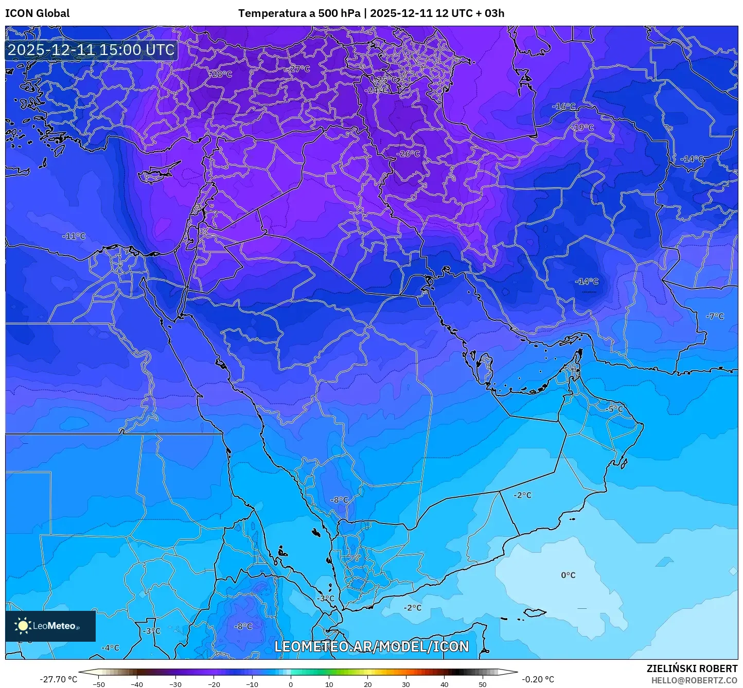 ICON model - Oriente Medio, Temperatura a 500 hPa