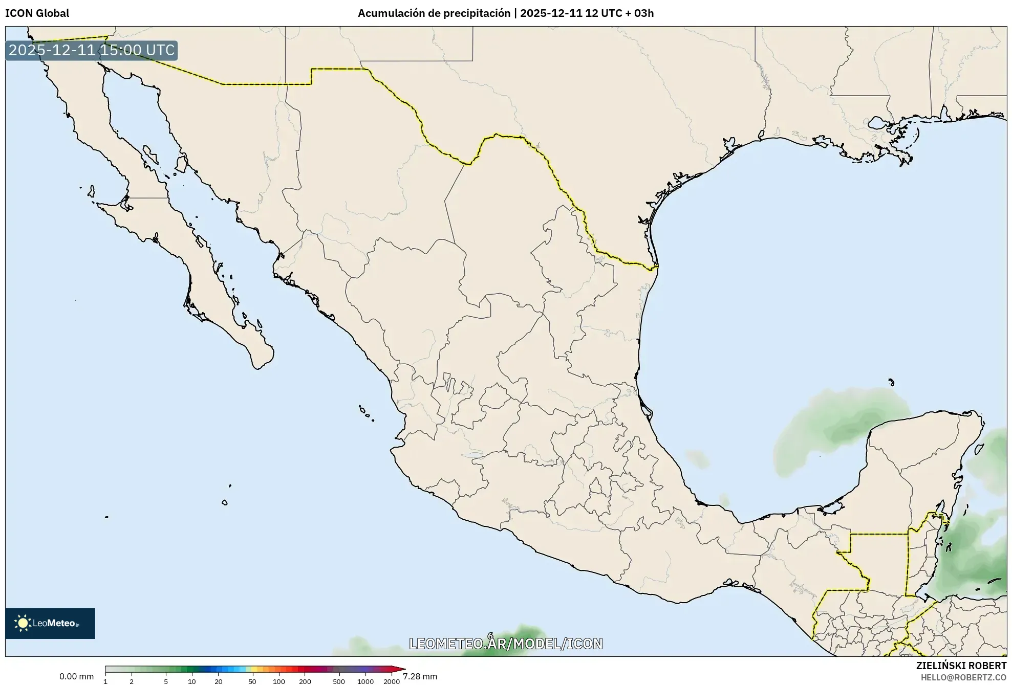 ICON model - México, Acumulación de precipitación