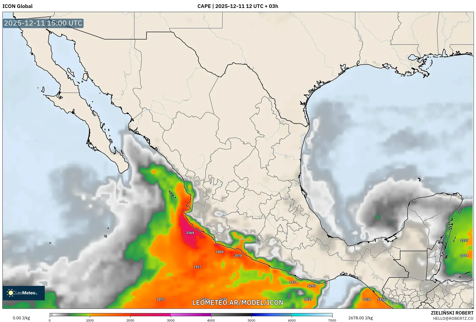 ICON model - México, CAPE