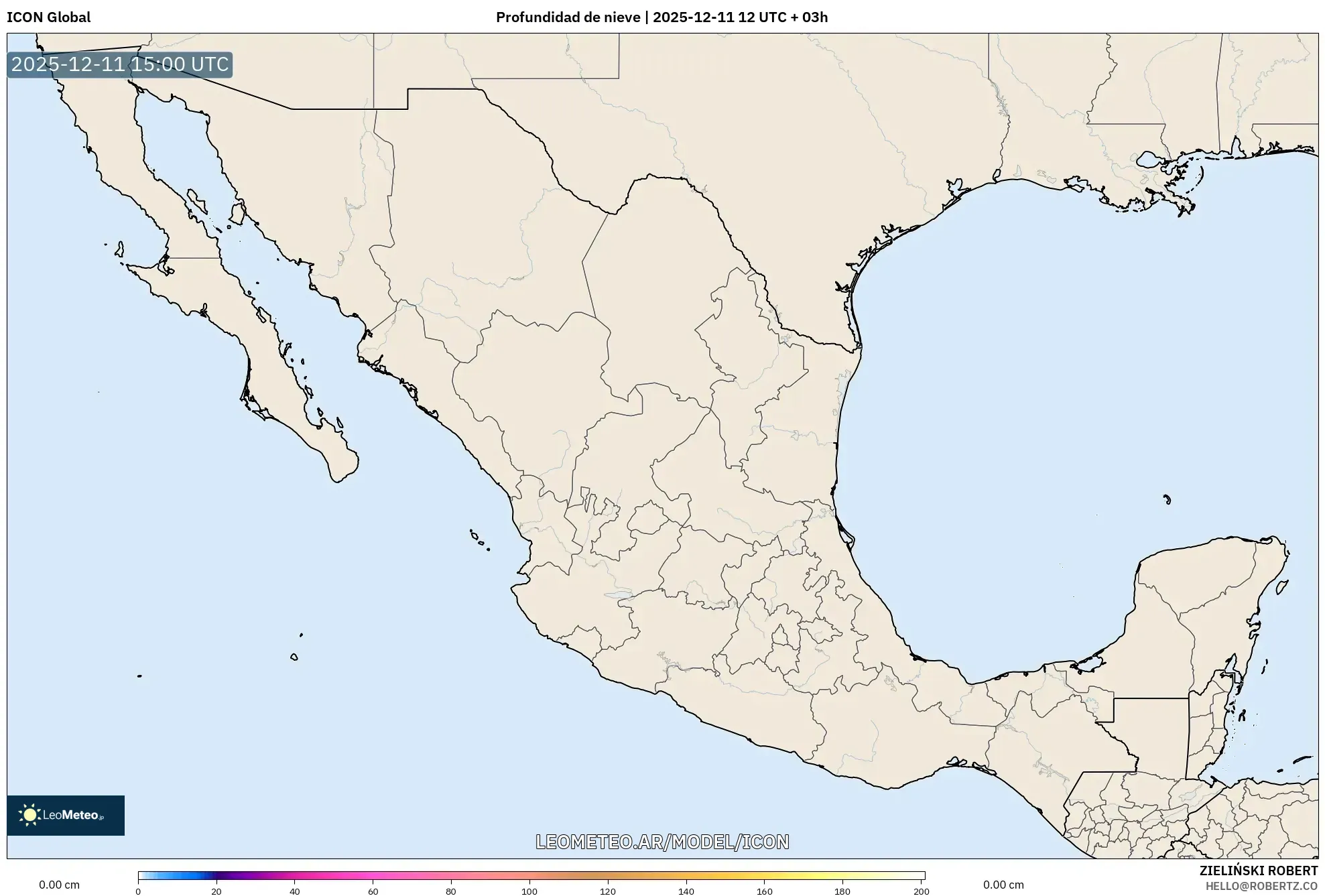 ICON model - México, Profundidad de nieve