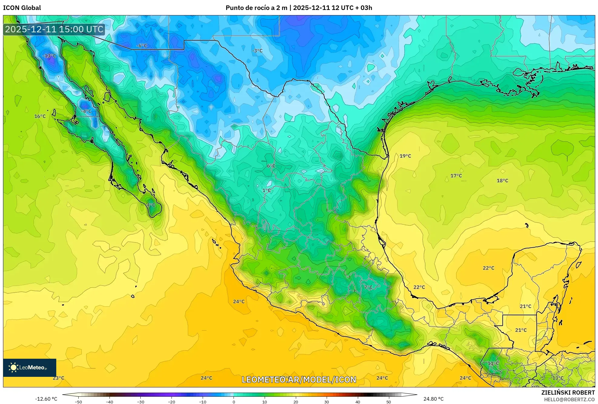 ICON model - México, Punto de rocío a 2 m