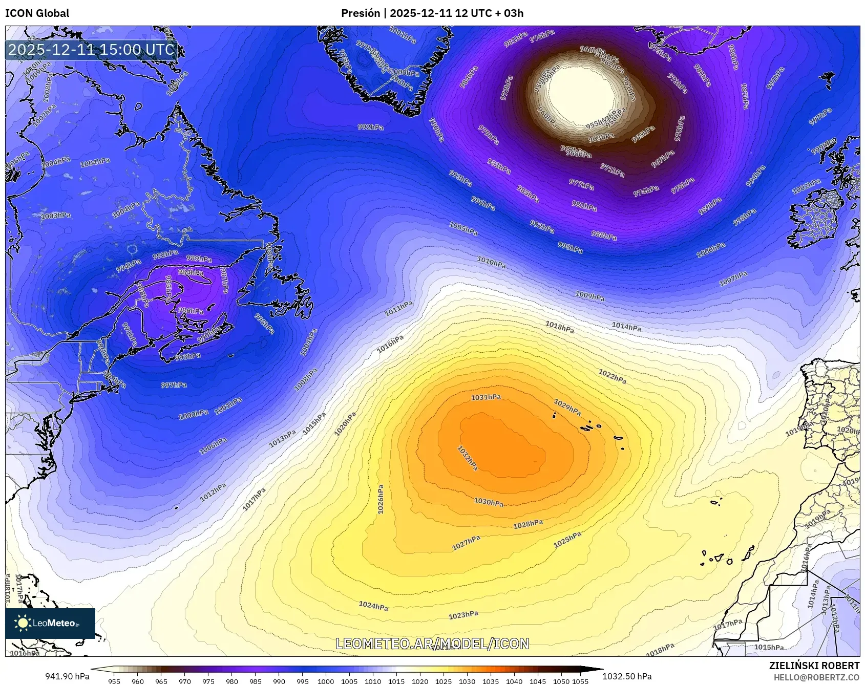 ICON model - Norte Atlántico, Presión