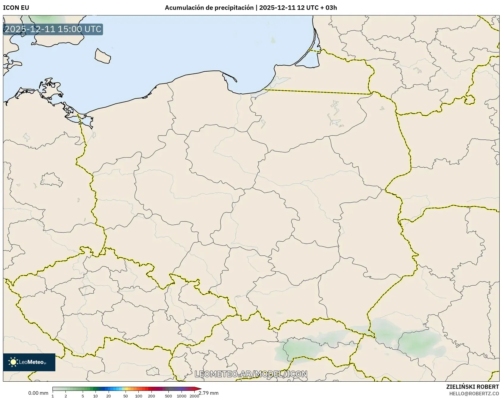 ICON model - Polonia, Acumulación de precipitación