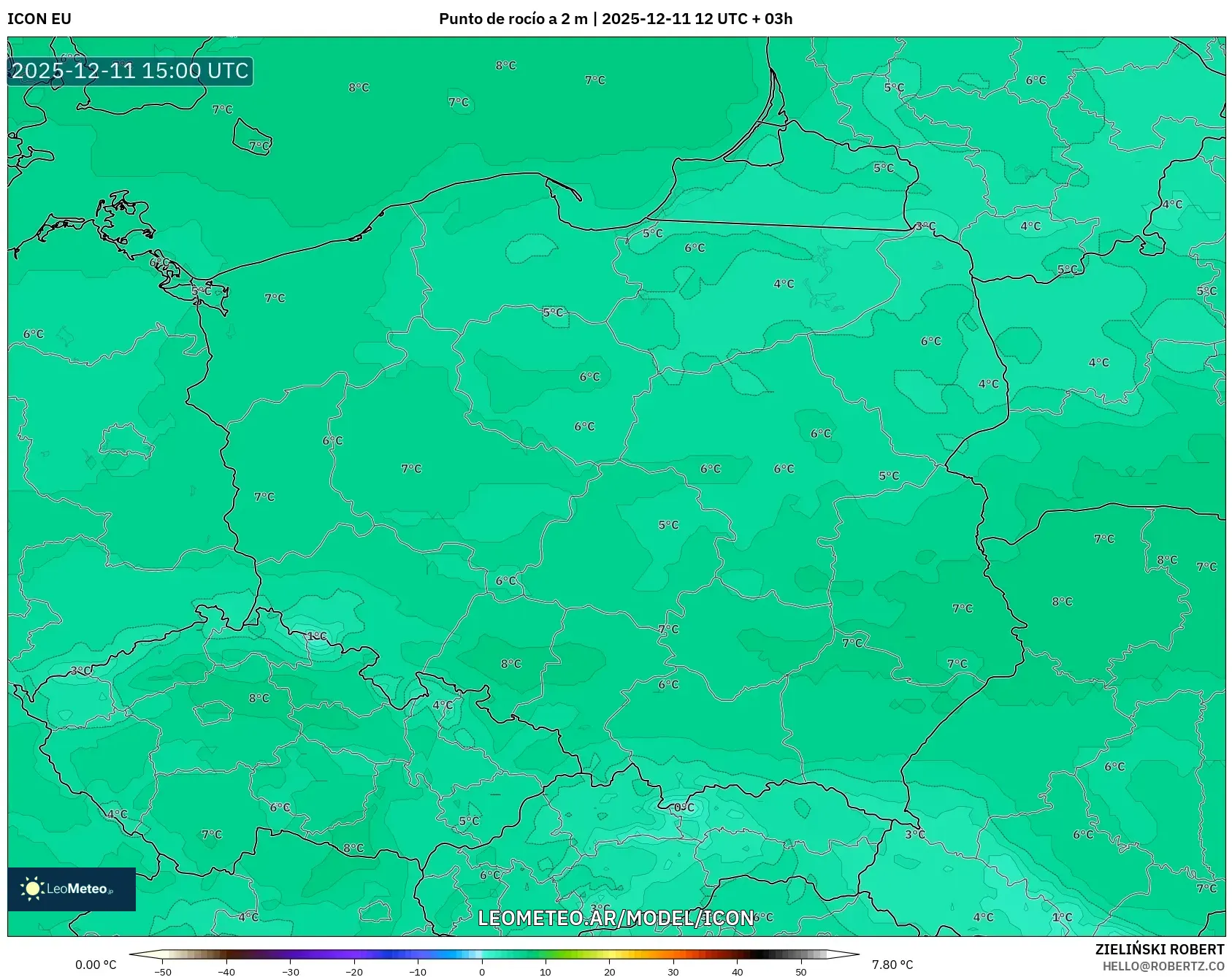 ICON model - Polonia, Punto de rocío a 2 m