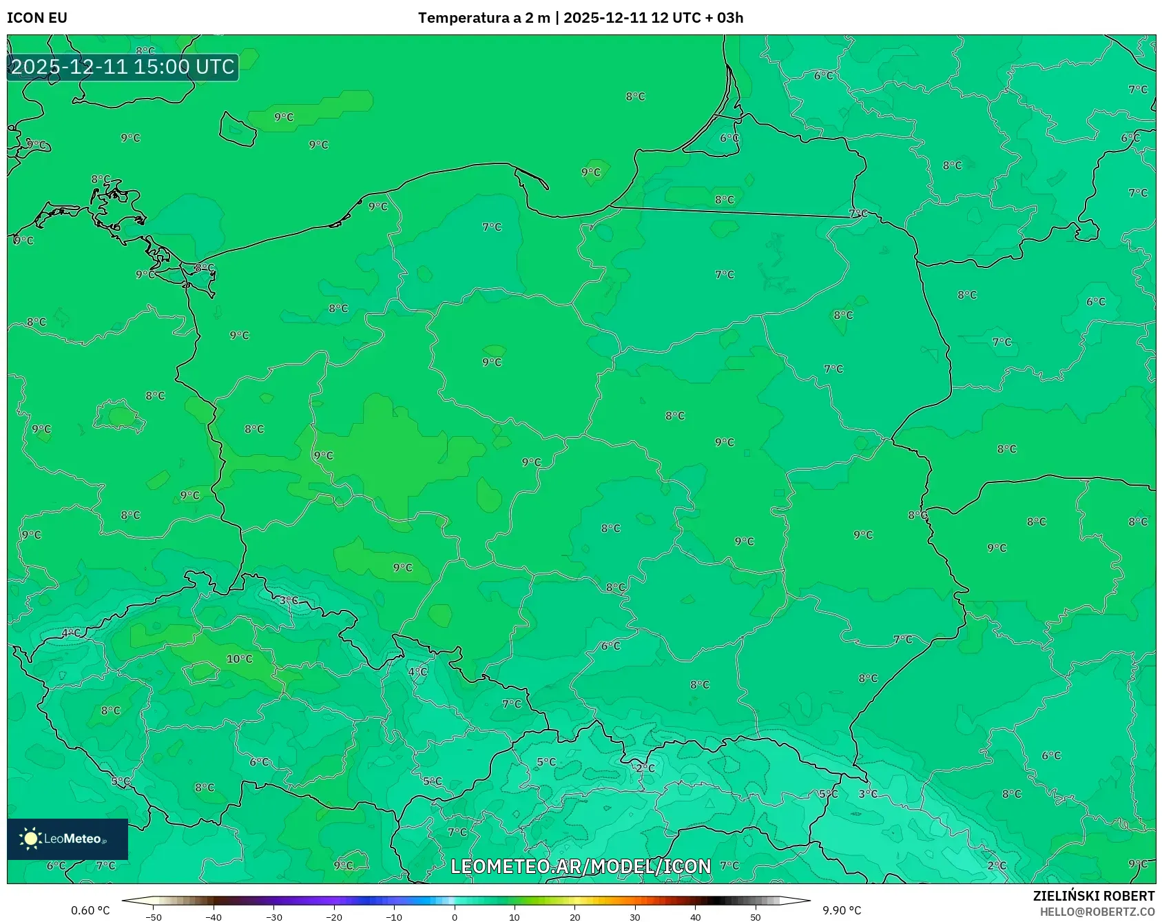 ICON model - Polonia, Temperatura a 2 m