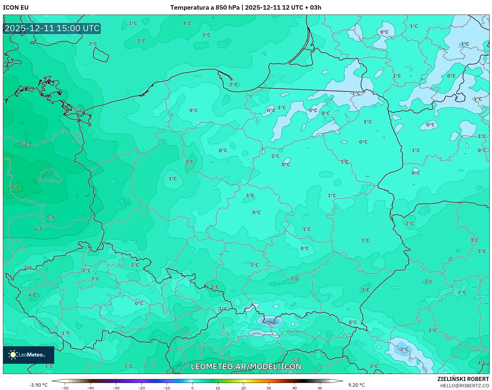 ICON model - Polonia, Temperatura a 850 hPa