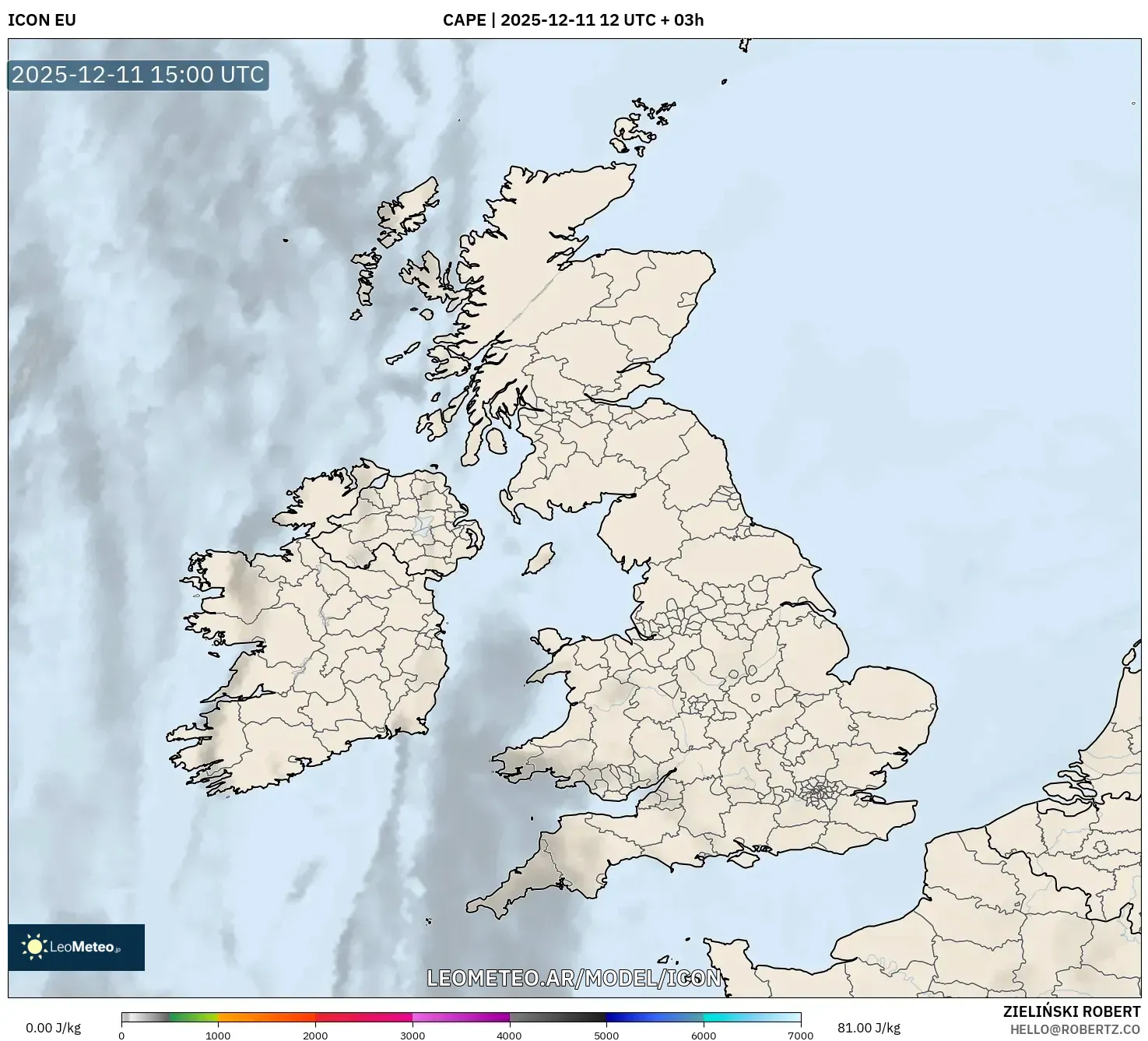 ICON model - Reino Unido, CAPE
