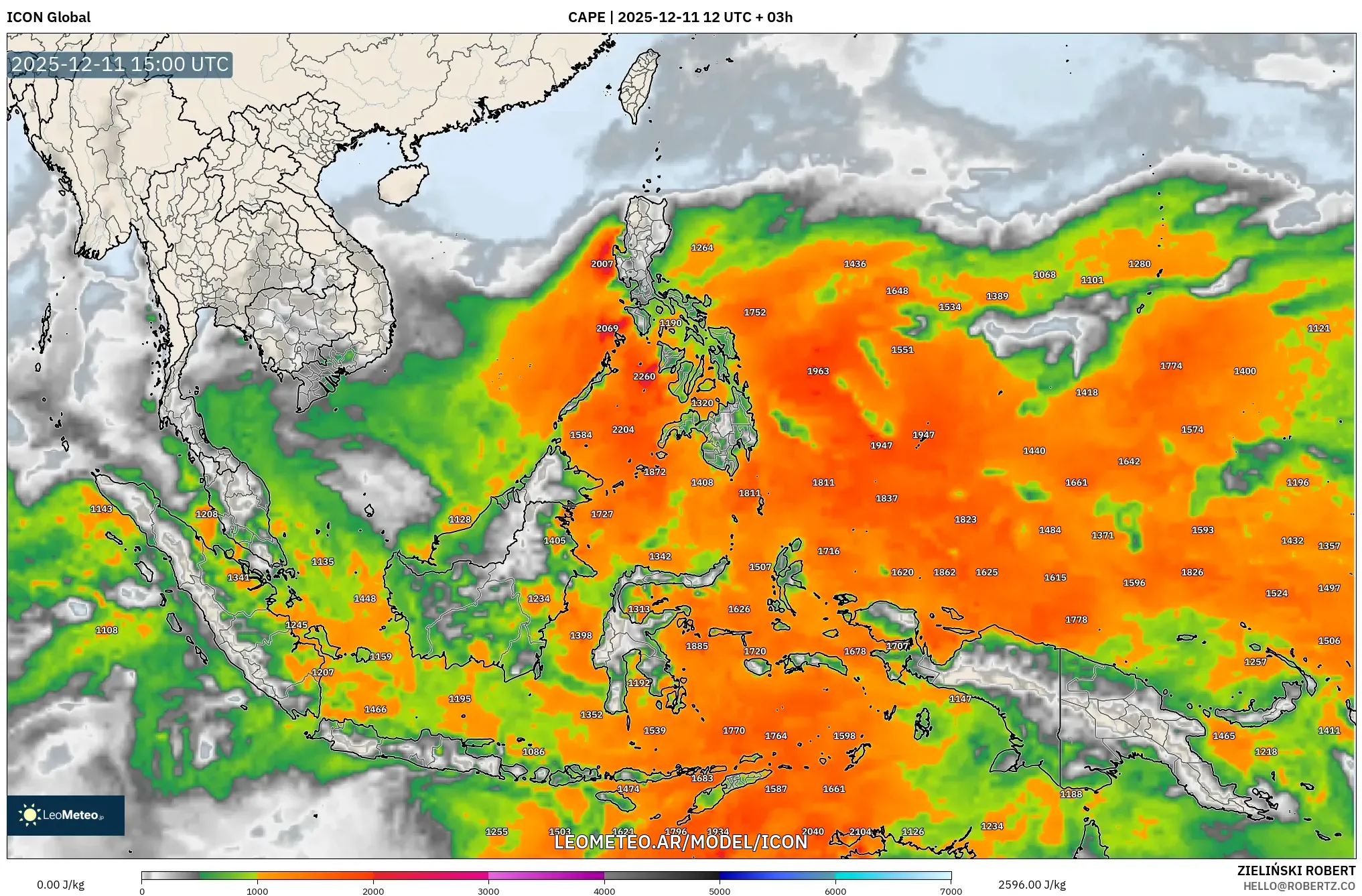 ICON model - Sudeste Asiático, CAPE