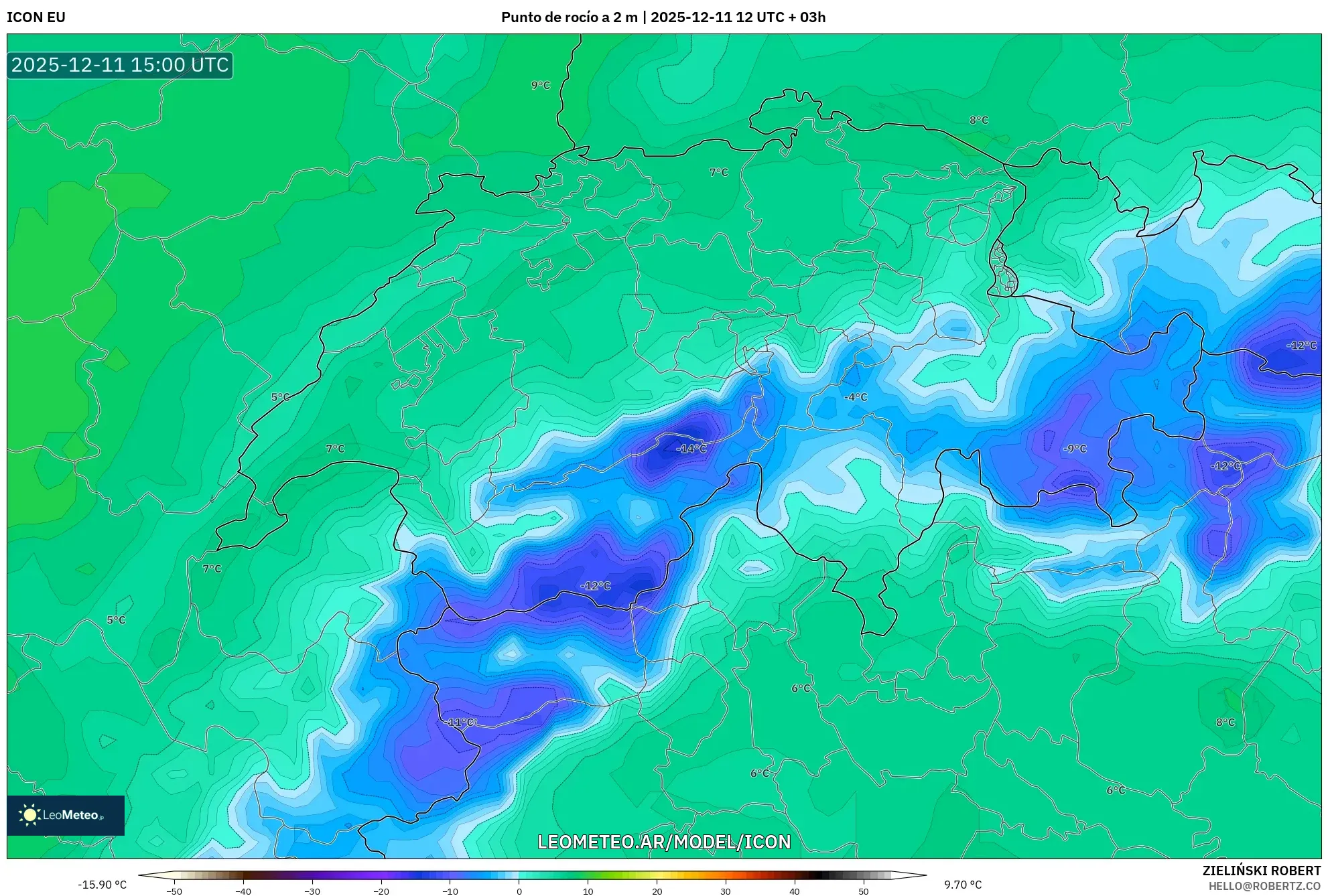 ICON model - Suiza, Punto de rocío a 2 m