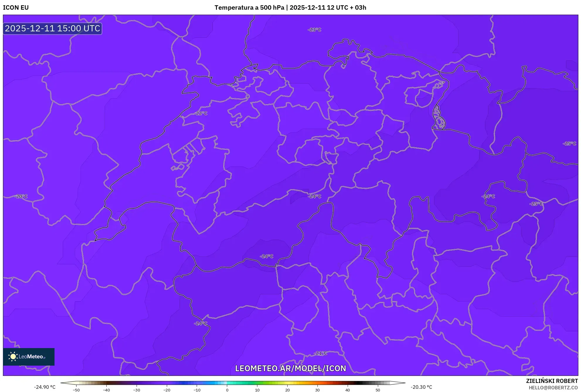 ICON model - Suiza, Temperatura a 500 hPa