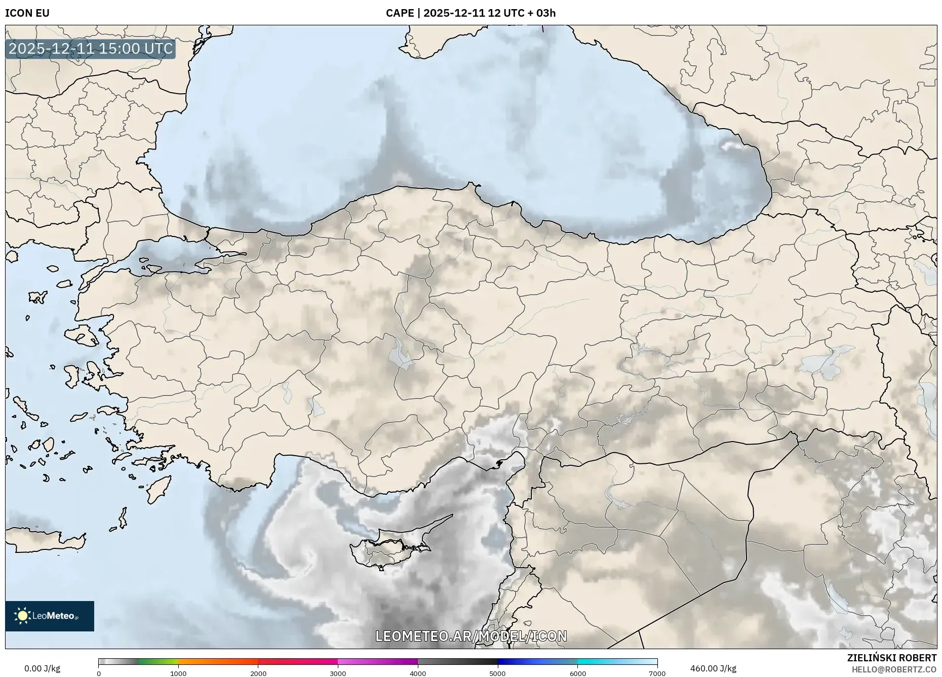 ICON model - Turquía, CAPE