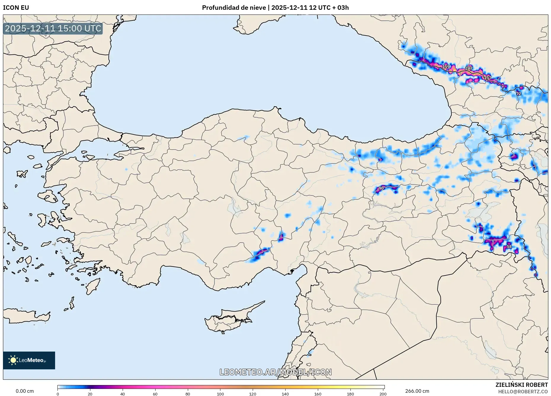 ICON model - Turquía, Profundidad de nieve