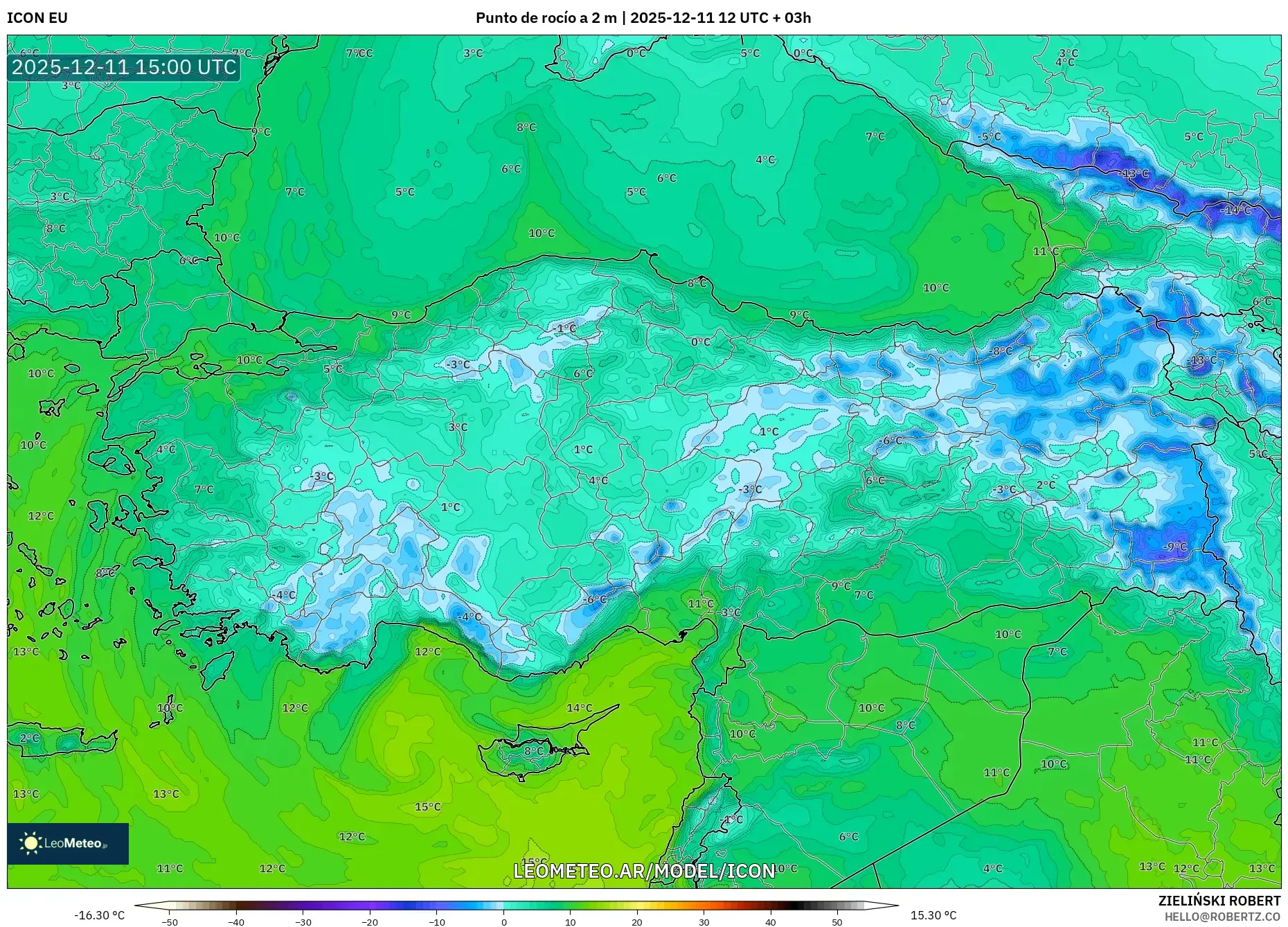 ICON model - Turquía, Punto de rocío a 2 m