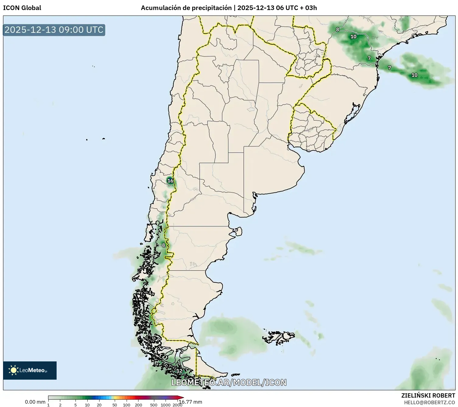 ICON model - Argentina, Acumulación de precipitación