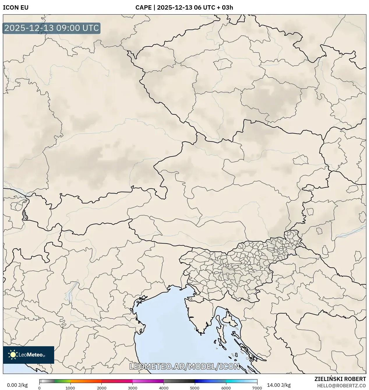 ICON model - Austria, CAPE