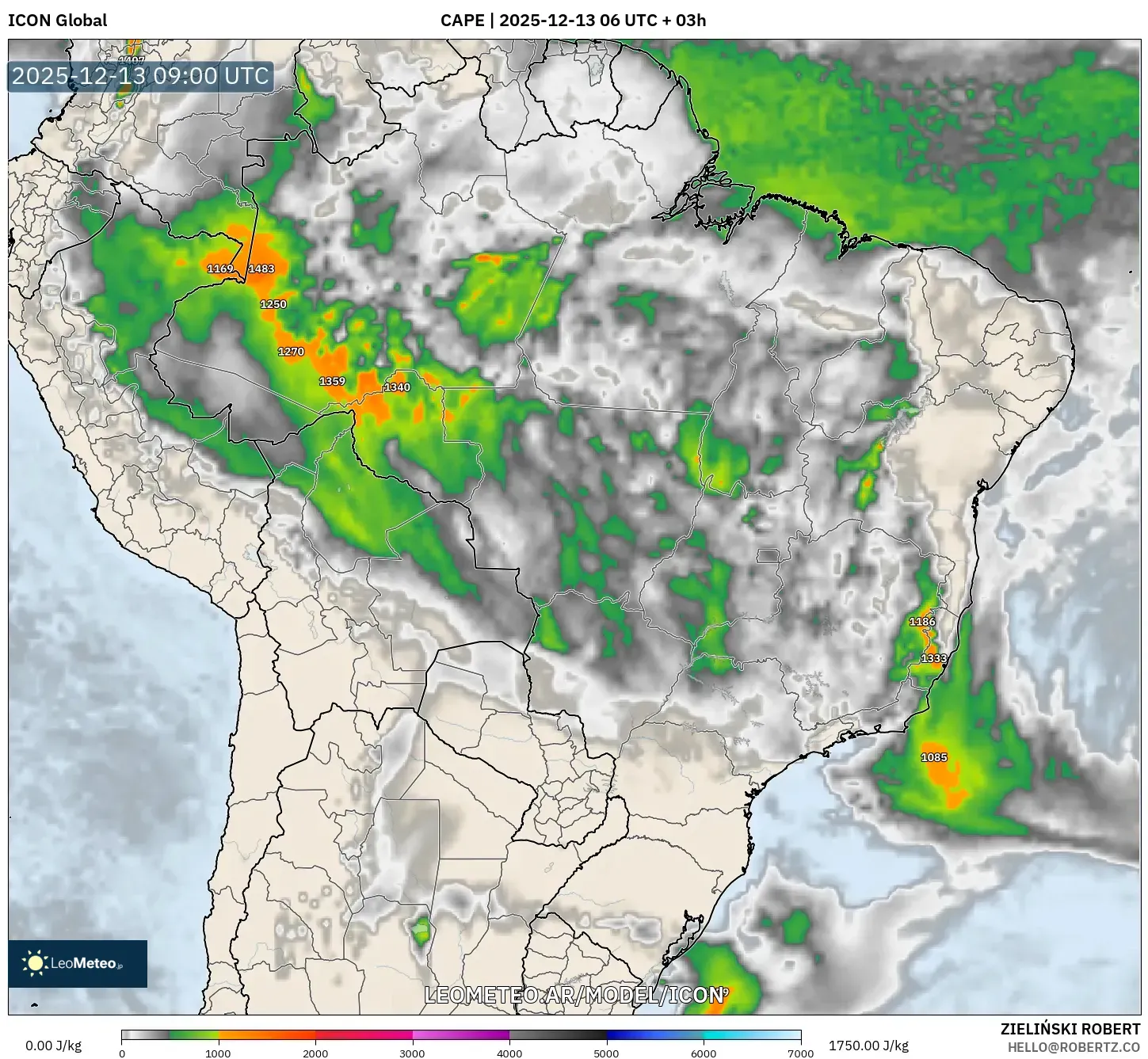 ICON model - Brasil, CAPE