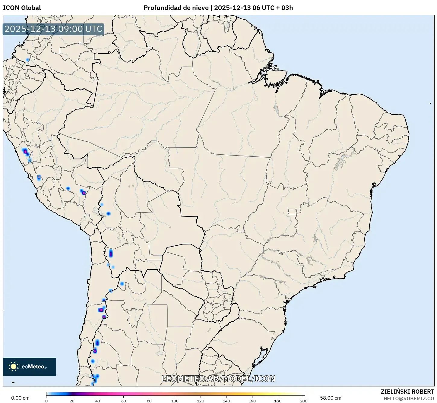 ICON model - Brasil, Profundidad de nieve
