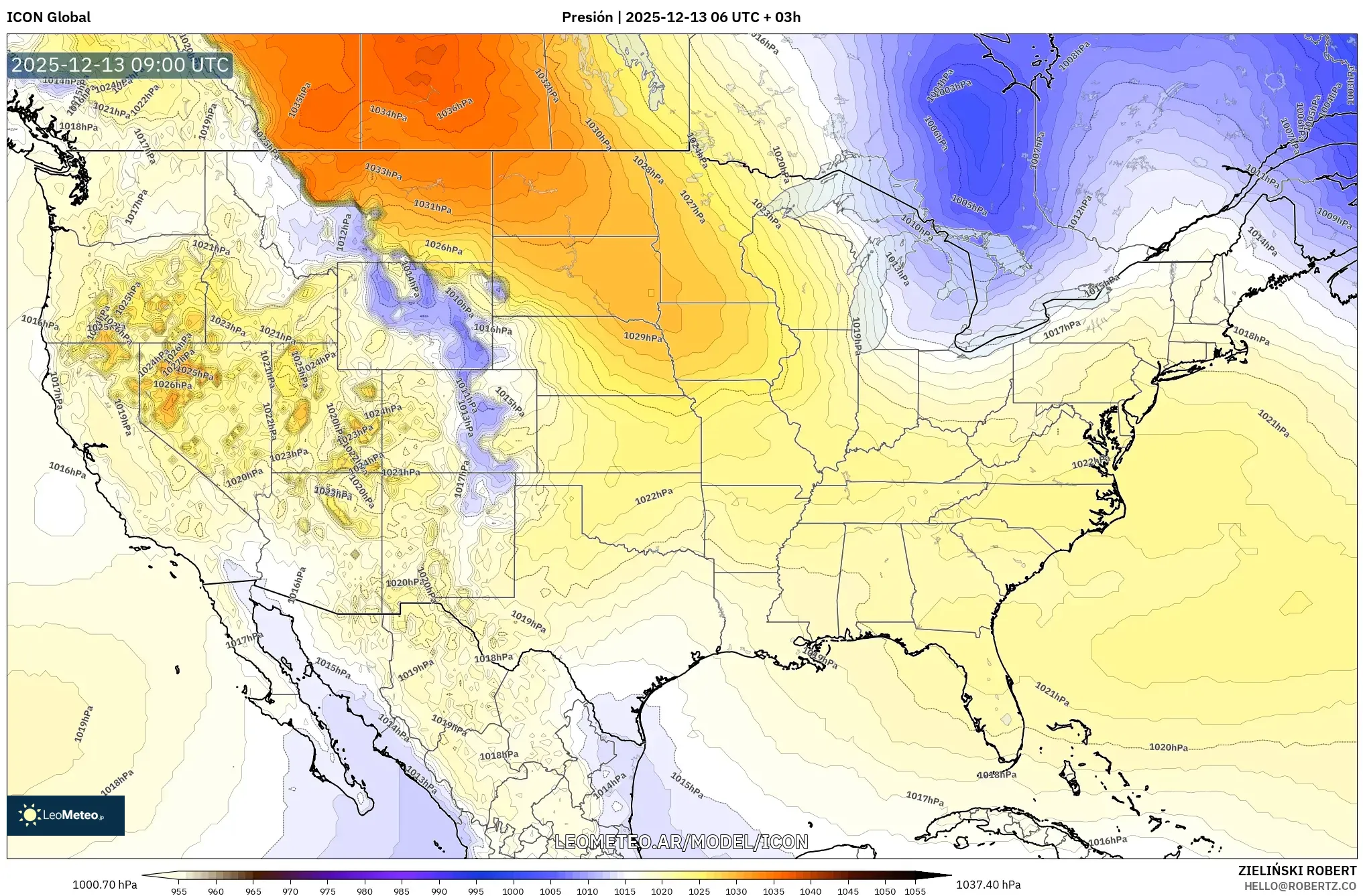 ICON model - Estados Unidos, Presión