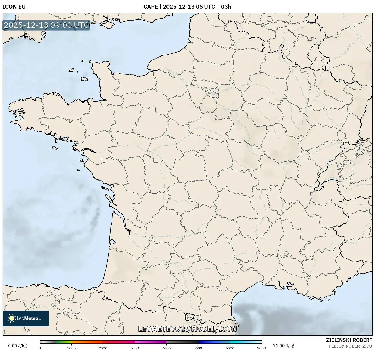 ICON model - Francia, CAPE