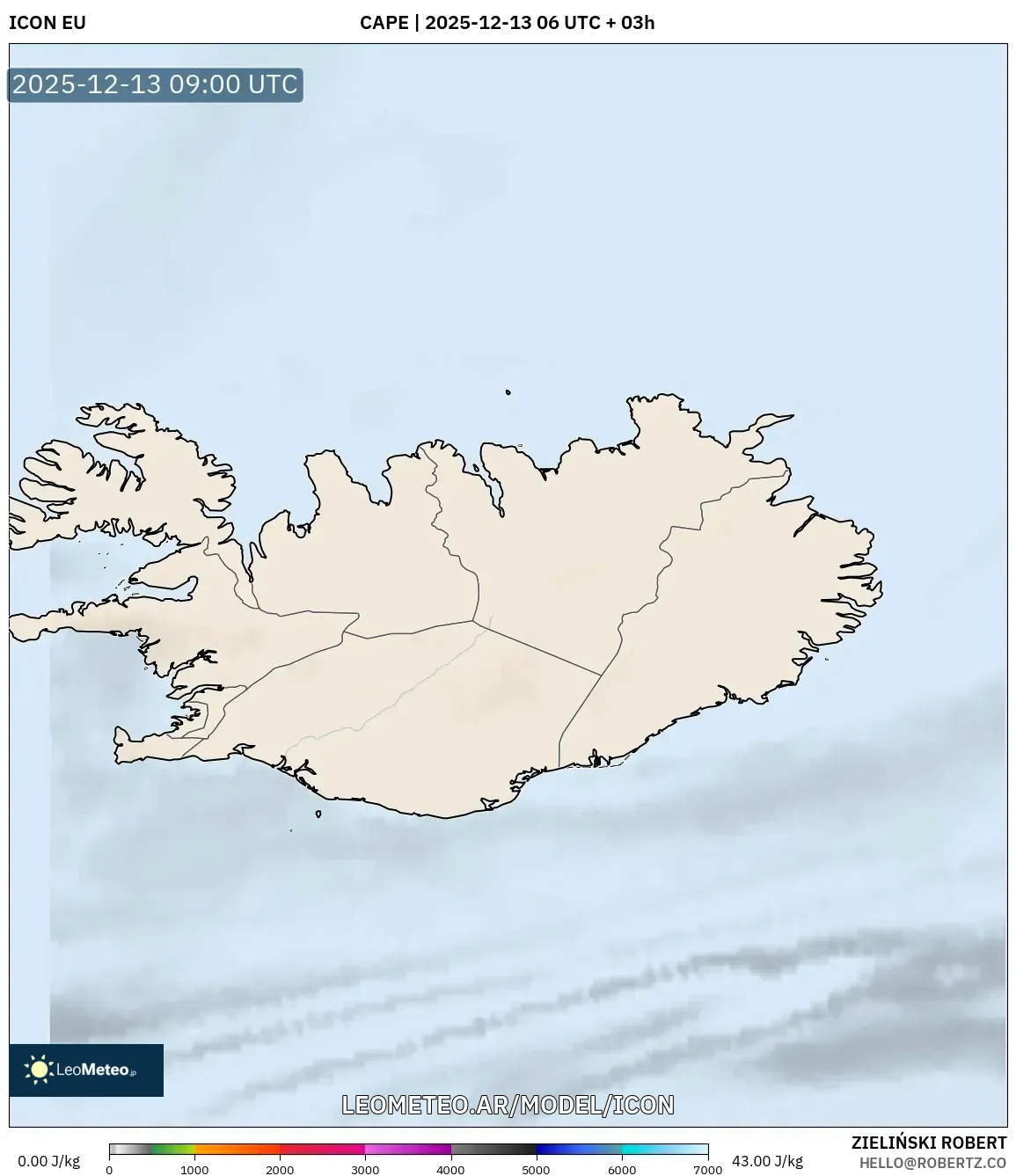 ICON model - Islandia, CAPE