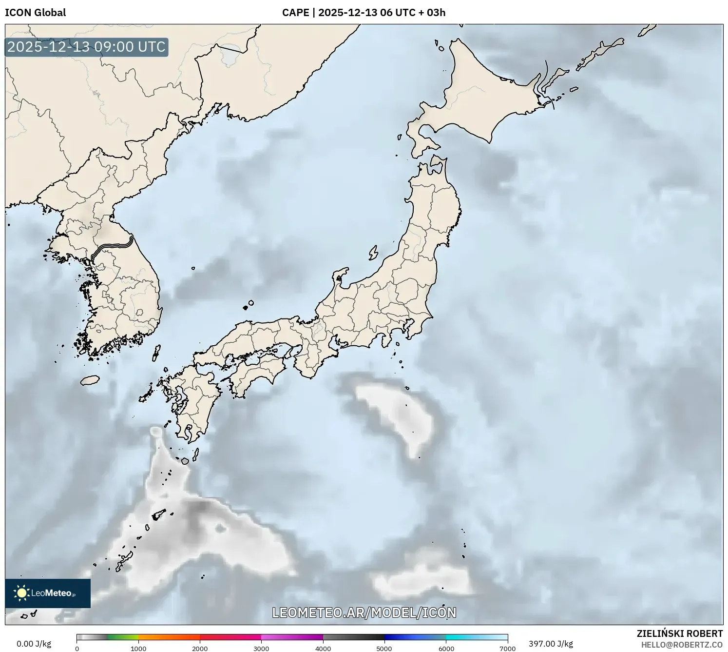 ICON model - Japón, CAPE