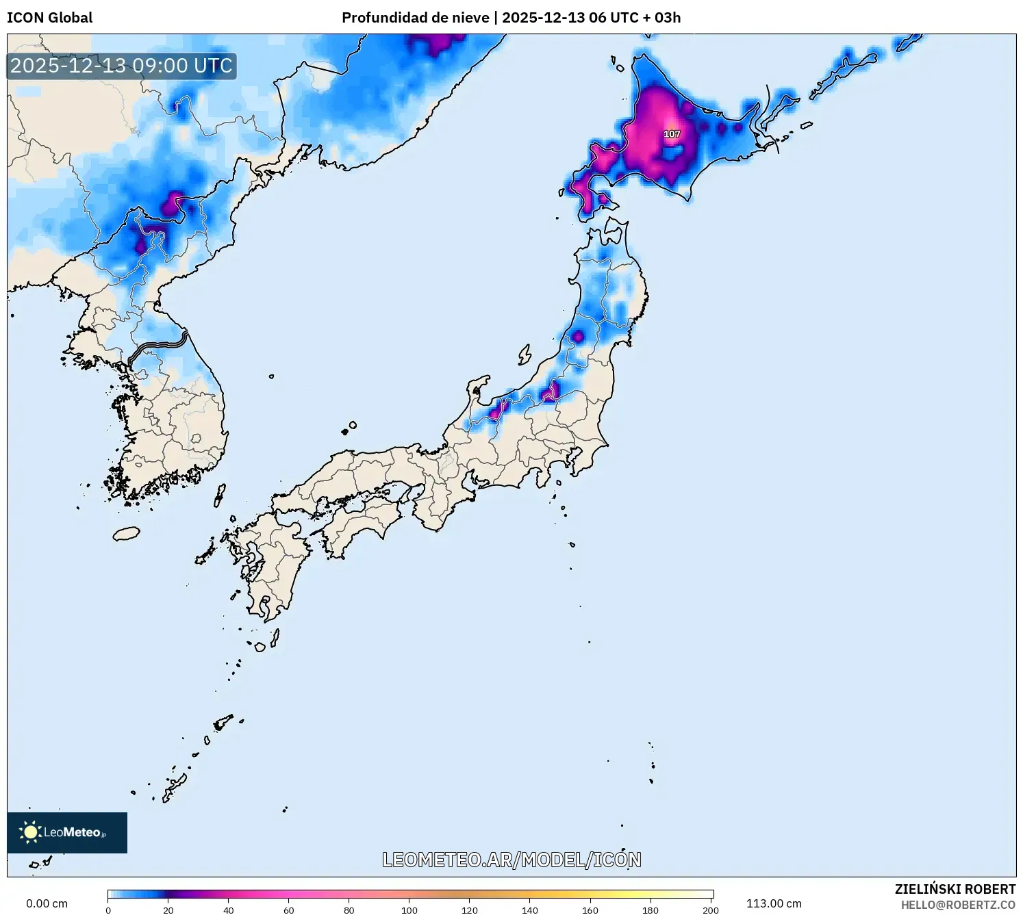 ICON model - Japón, Profundidad de nieve