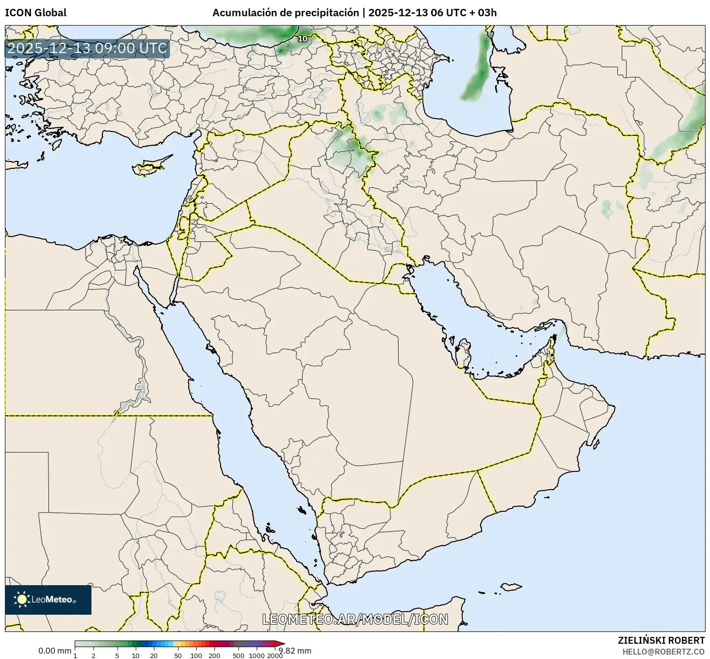 ICON model - Oriente Medio, Acumulación de precipitación